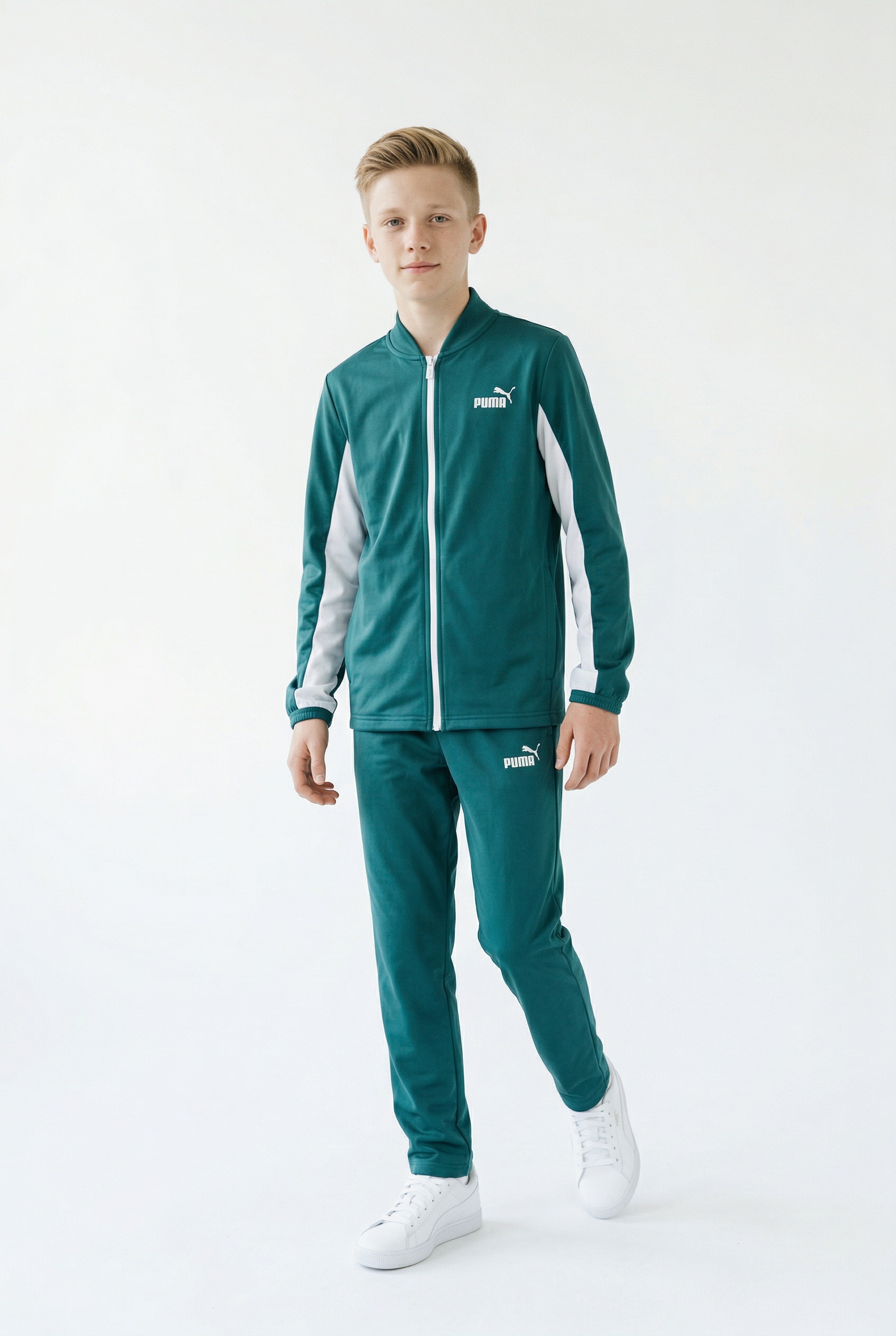 PUMA Trainingsanzug "POLY BASEBALL SUIT B" 2 tlg. 2-teilig, Jacke mit Stehkragen, mit Logo-Gummiprints