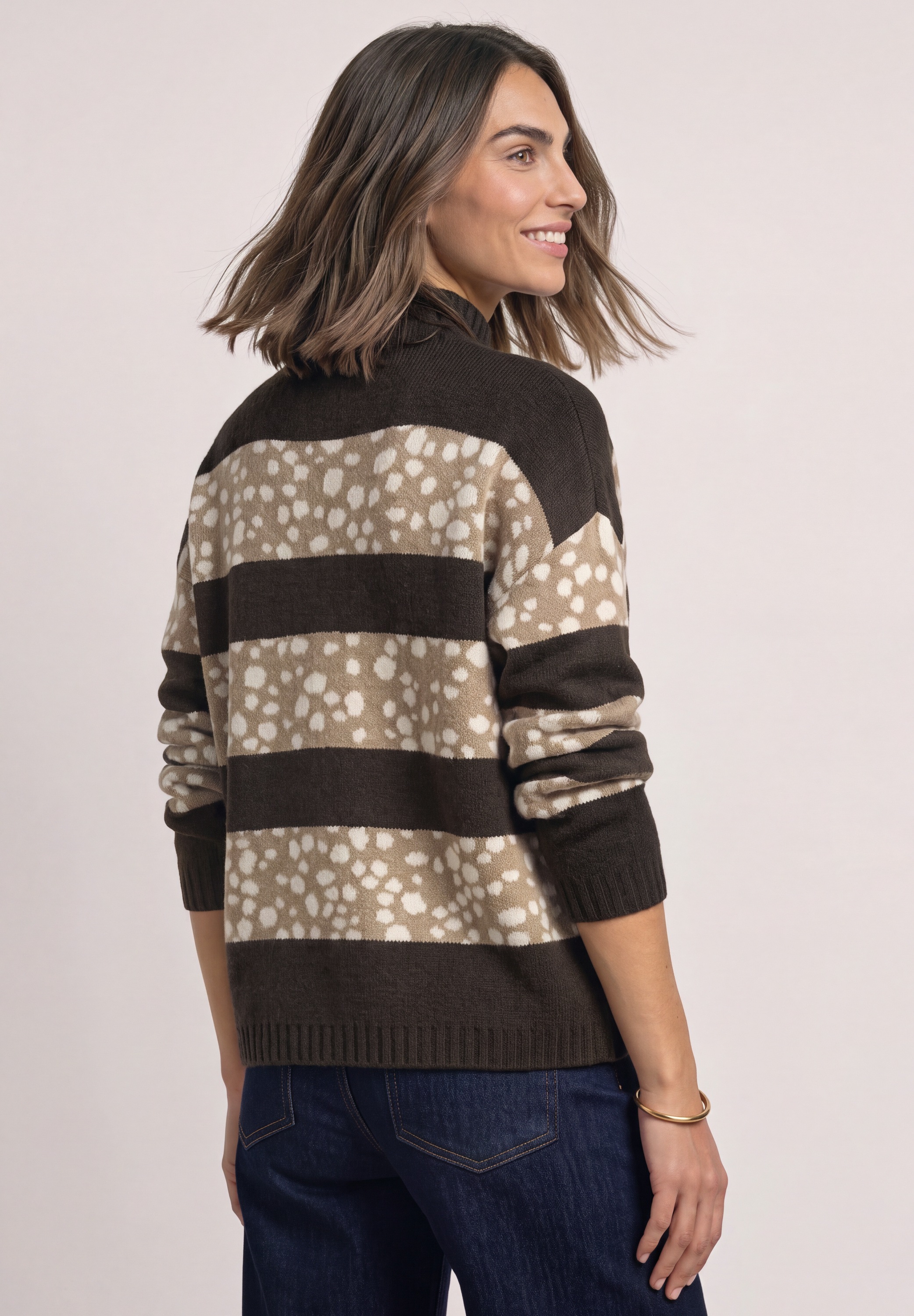 STREET ONE Stehkragenpullover mit Punkten