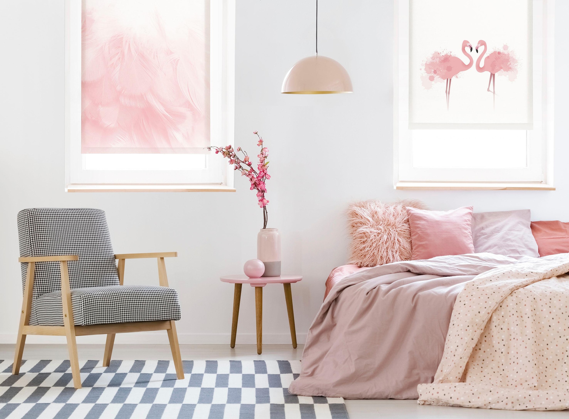 Seitenzugrollo GARDINIA, B:120cm H:150cm, rosa, Polyester, Rollos, "Easyfix Rollo Digiprint", mit Weidenkätzchen Motiv