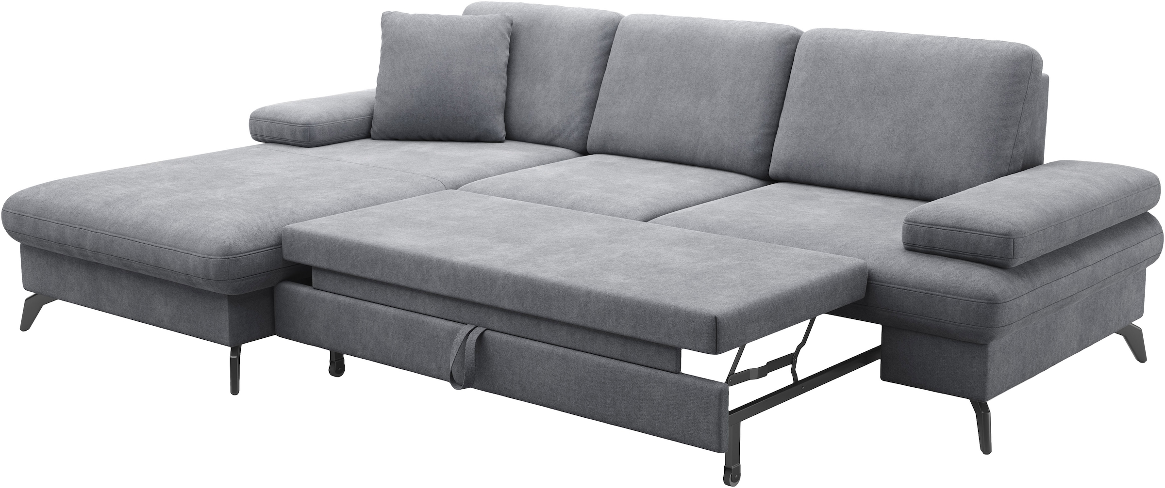 sit&more Ecksofa »Morris Jubi L-Form, inklusive XXL-Liegefläche, bzw. Schlaffunktion«, Bettfunktion, Armteilverstellung und 1 Zierkissen