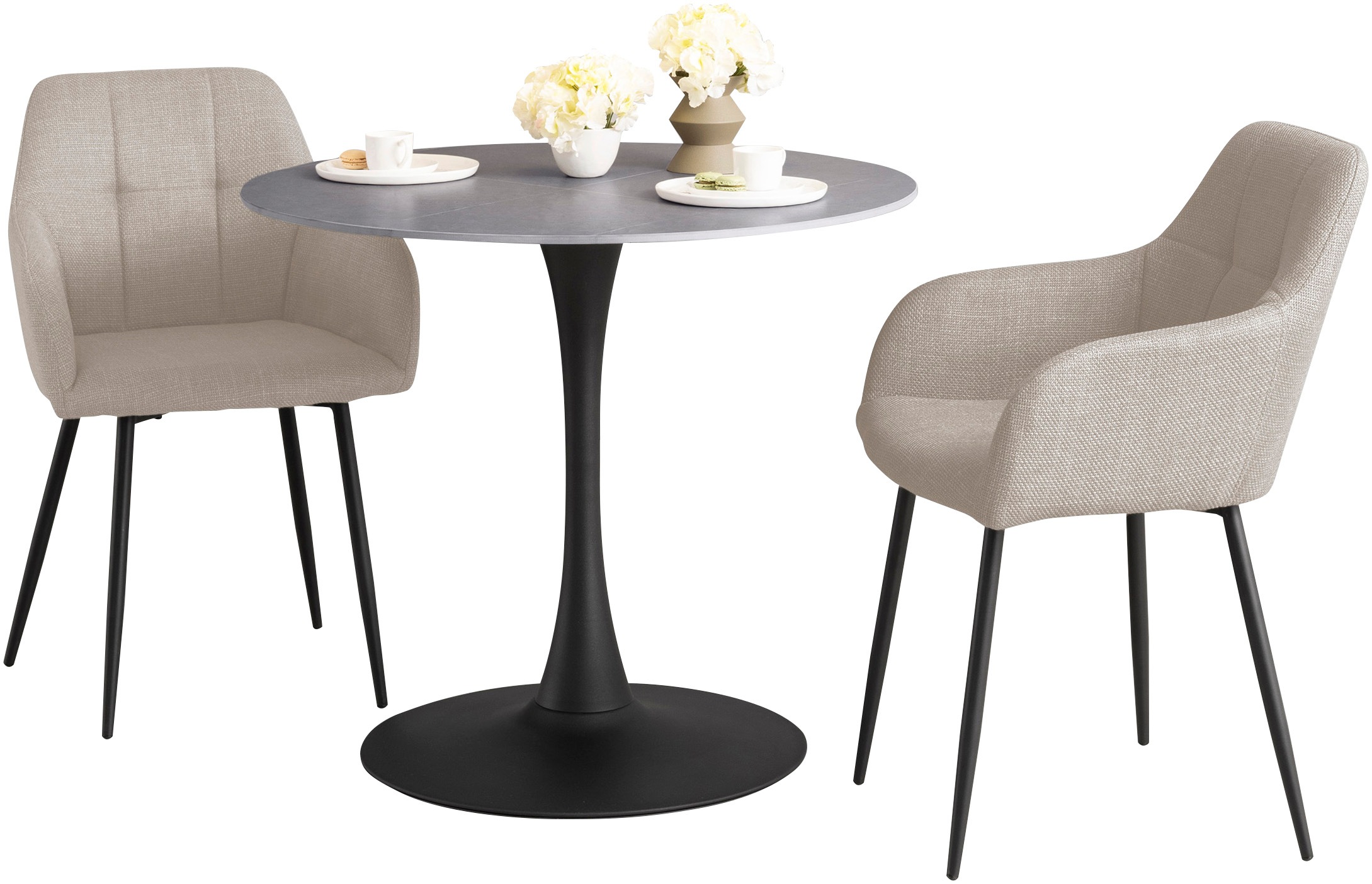 HELA Essgruppe "MOSEL" 3 Stk. tlg. Tisch 90x75 cm, Platte rund, gesinterter günstig online kaufen