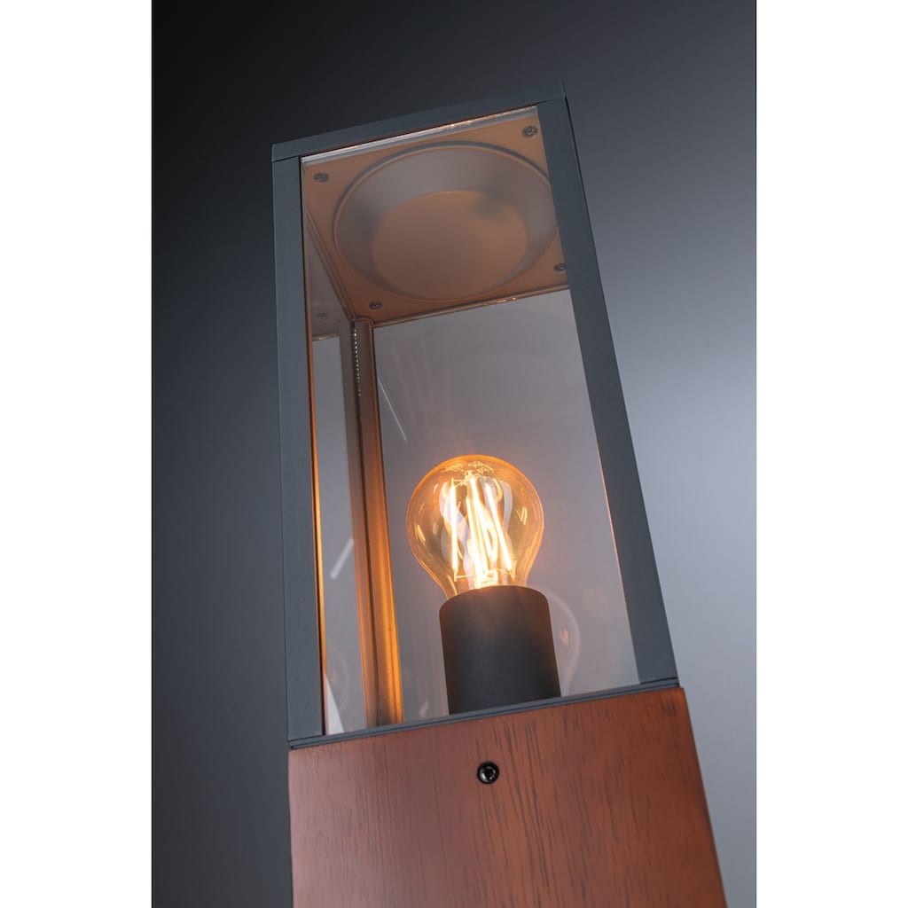 Paulmann LED Gartenstrahler »Lichtobjekt Timba IP44 eckig 600mm max. 60W 230V E27 Holz«, 1 flammig-flammig