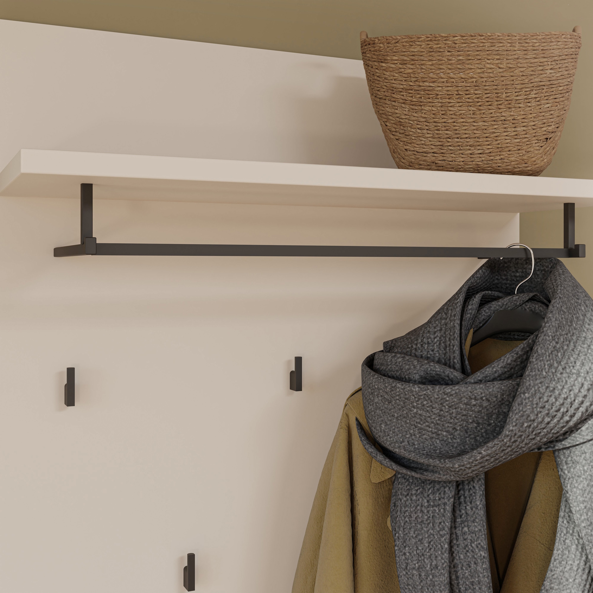 FORTE Garderobenpaneel B/H/T 74/127/30 cm, Wandmontage,