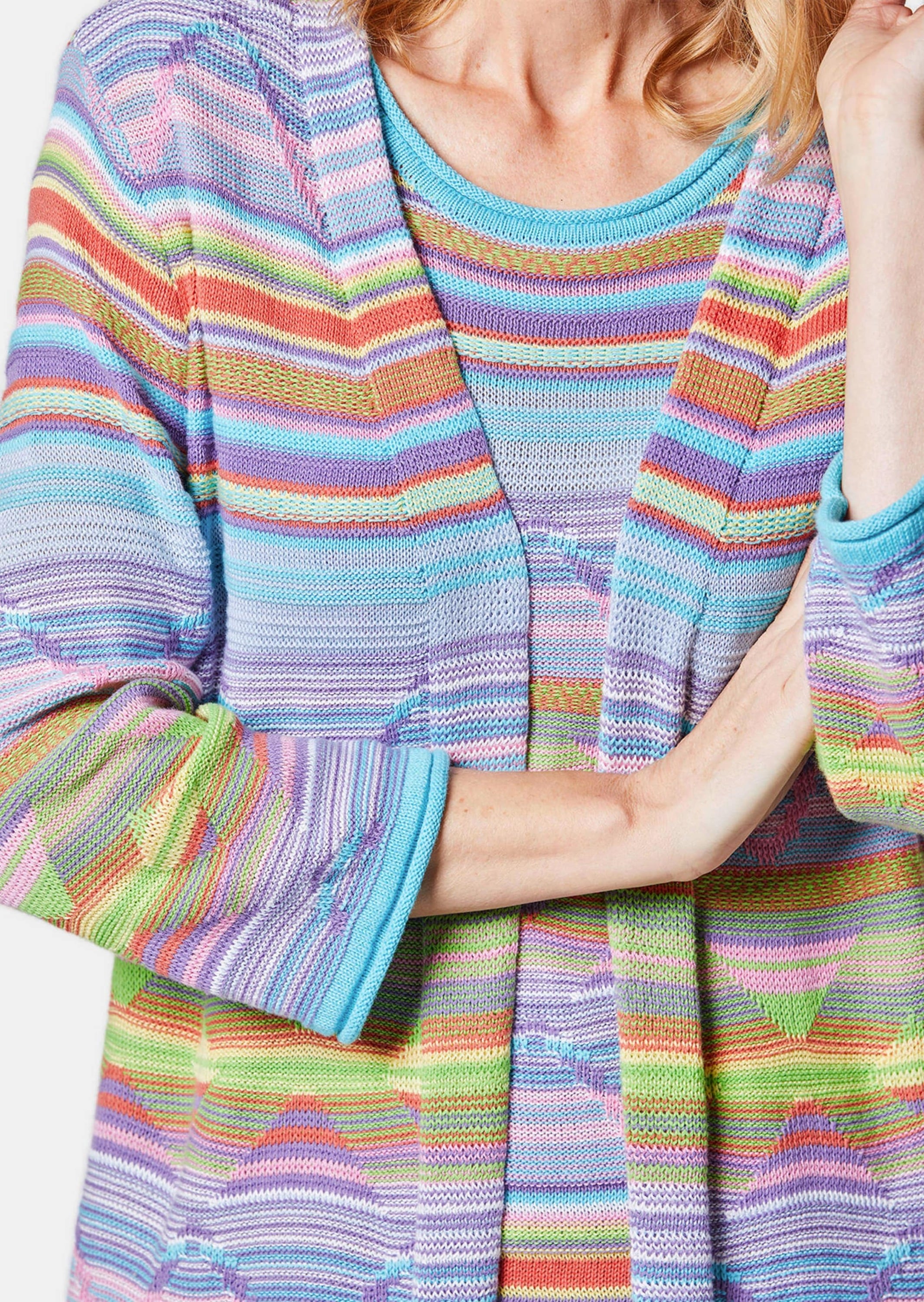 GOLDNER Strickjacke »Strickjacke Abstrakt gemusterte Jaquardstrickjacke in offener Schnittform«
