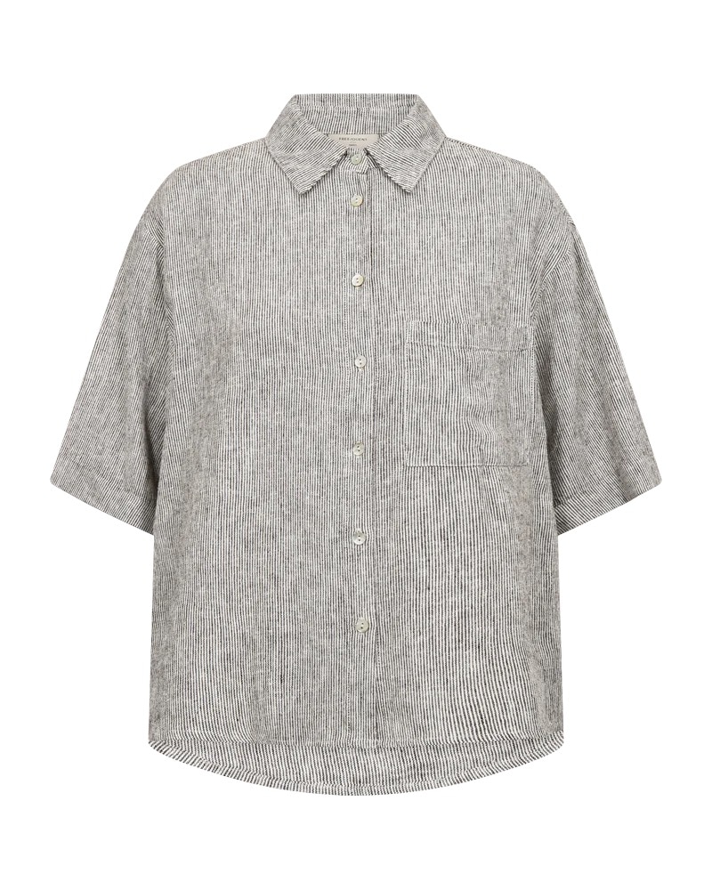 FREEQUENT Hemdbluse »FQLAVA-SHIRT« Gestreifte Sommerbluse mit Leinen