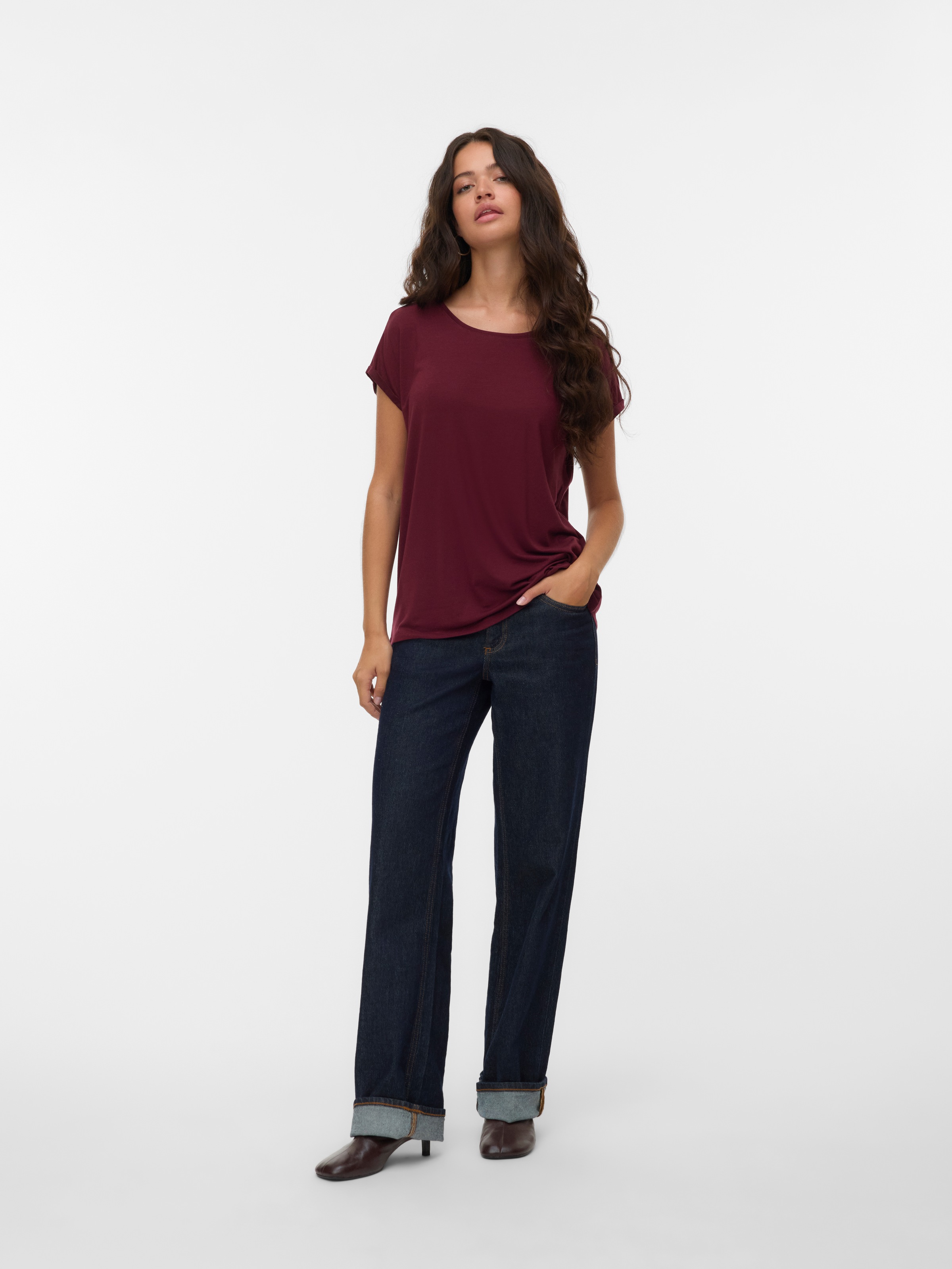 Vero Moda Rundhalsshirt »VMAVA PLAIN SS TOP GAJRS NOOS«
