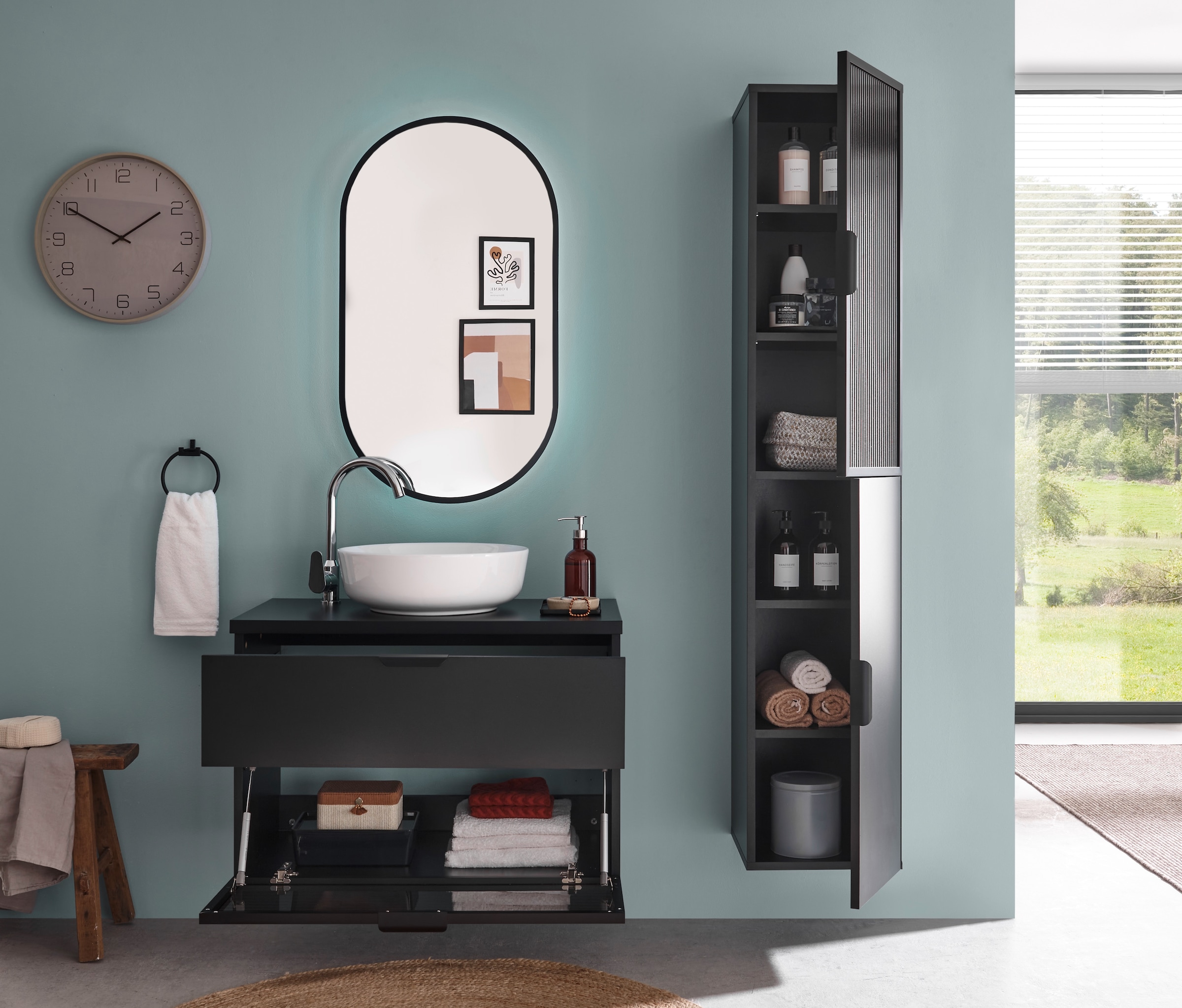 BASIC by Balculina Waschbeckenunterschrank »Diosa B/H/T 80x55x46 cm« 1 Stk. tlg. Breite 80cm, Softclose, Alurahmen