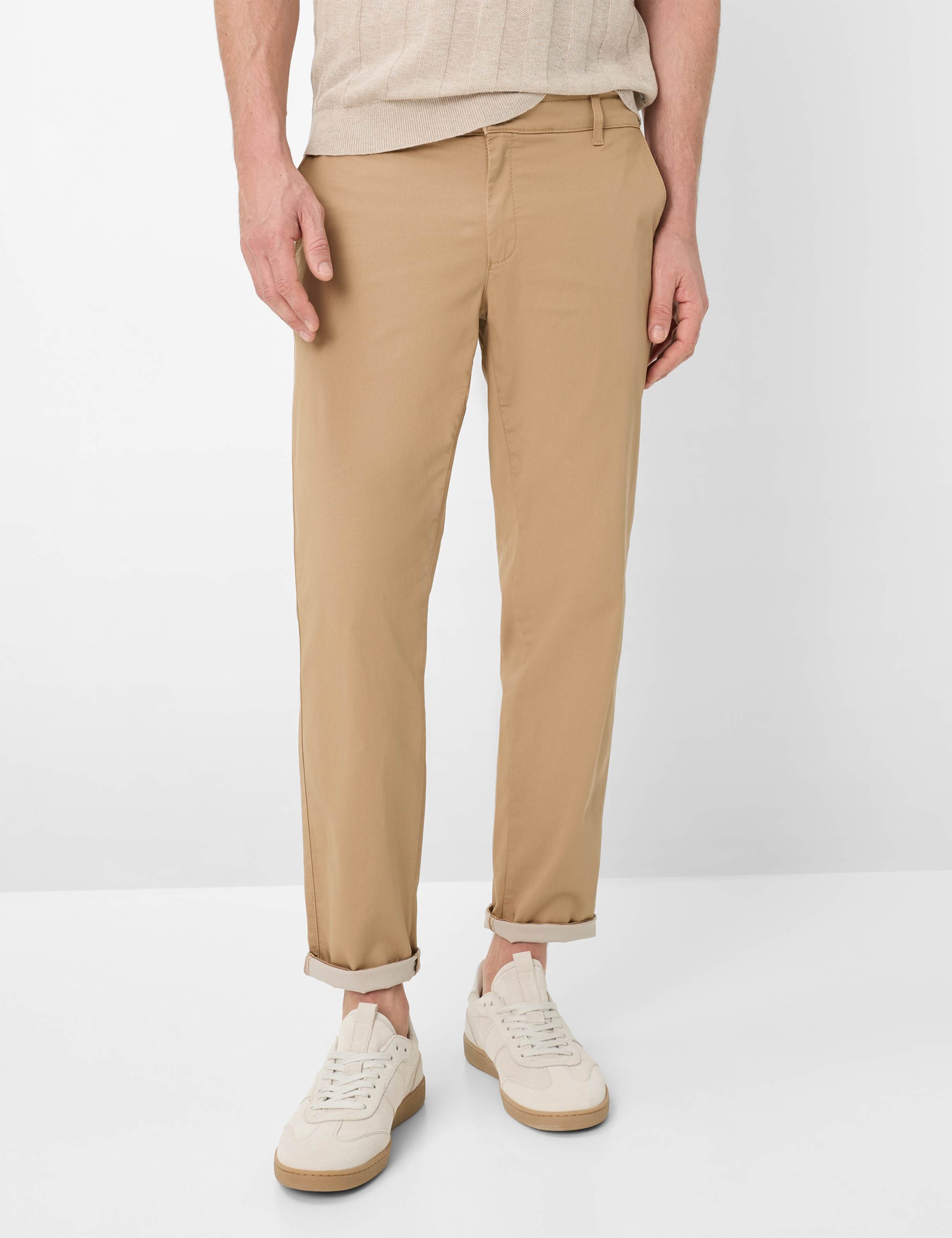 Chinohose BRAX "Style PHIL", Herren, Gr. 44, Länge 32, caramel, Web, 72% Baumwolle, 24% Polyester, 4% Elasthan, Hosen Chinohose