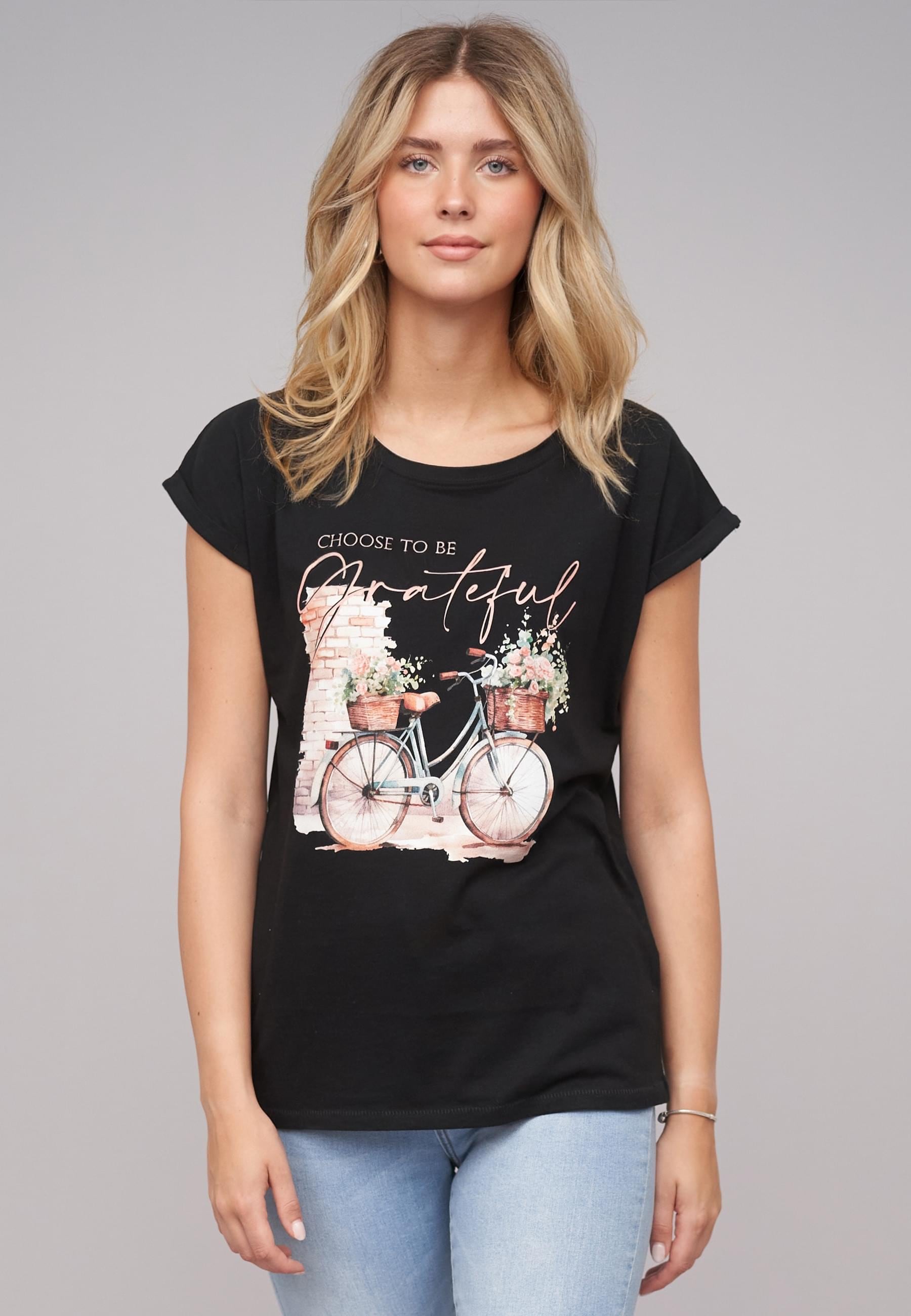 CLOUD 5IVE T-Shirt »CLOUD 5IVE Ladies Grateful/Bike03 Tee«, (1 tlg.)