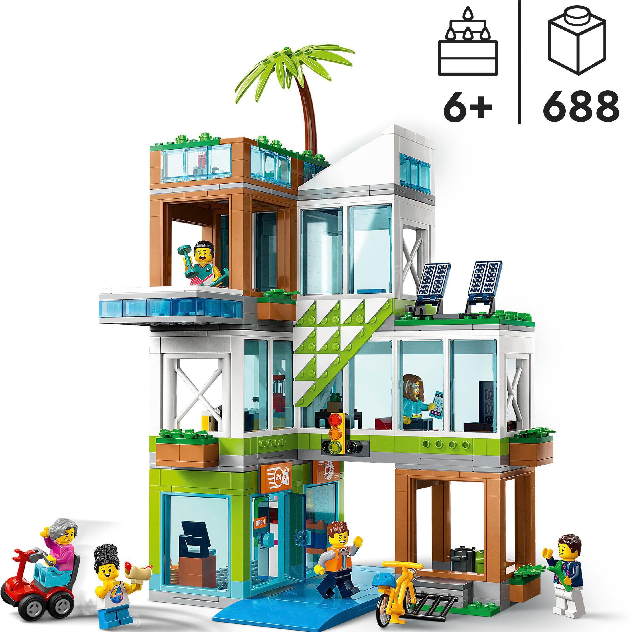 LEGO® Konstruktionsspielsteine »Appartementhaus (60365), LEGO® City«, (688 St.), Made in Europe