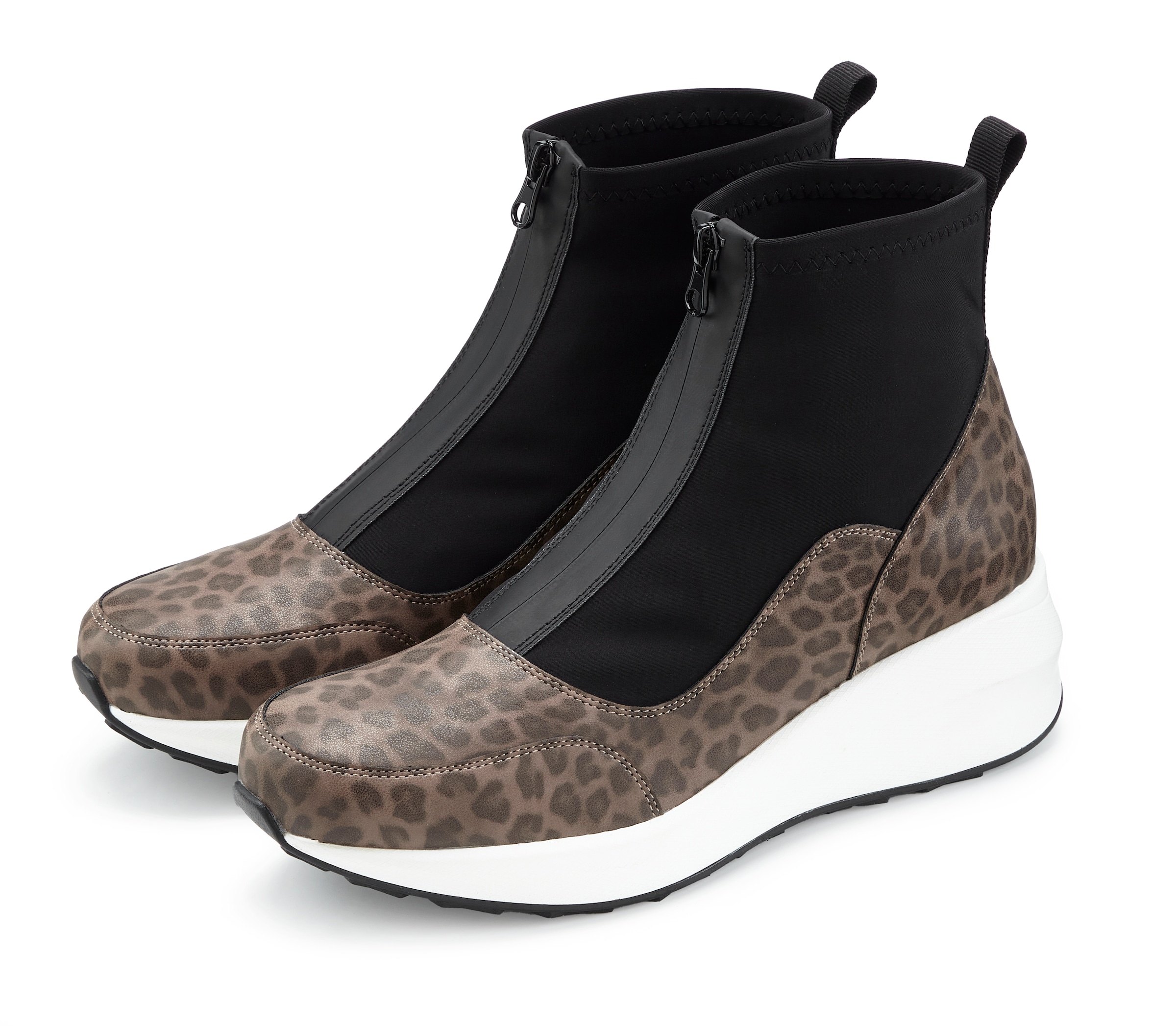 LASCANA Stiefelette "Sneaker, Keilstiefelette, Freizeitschuh" NEU mit innenliegendem Keilabsatz und Frontreißverschluss VEGAN