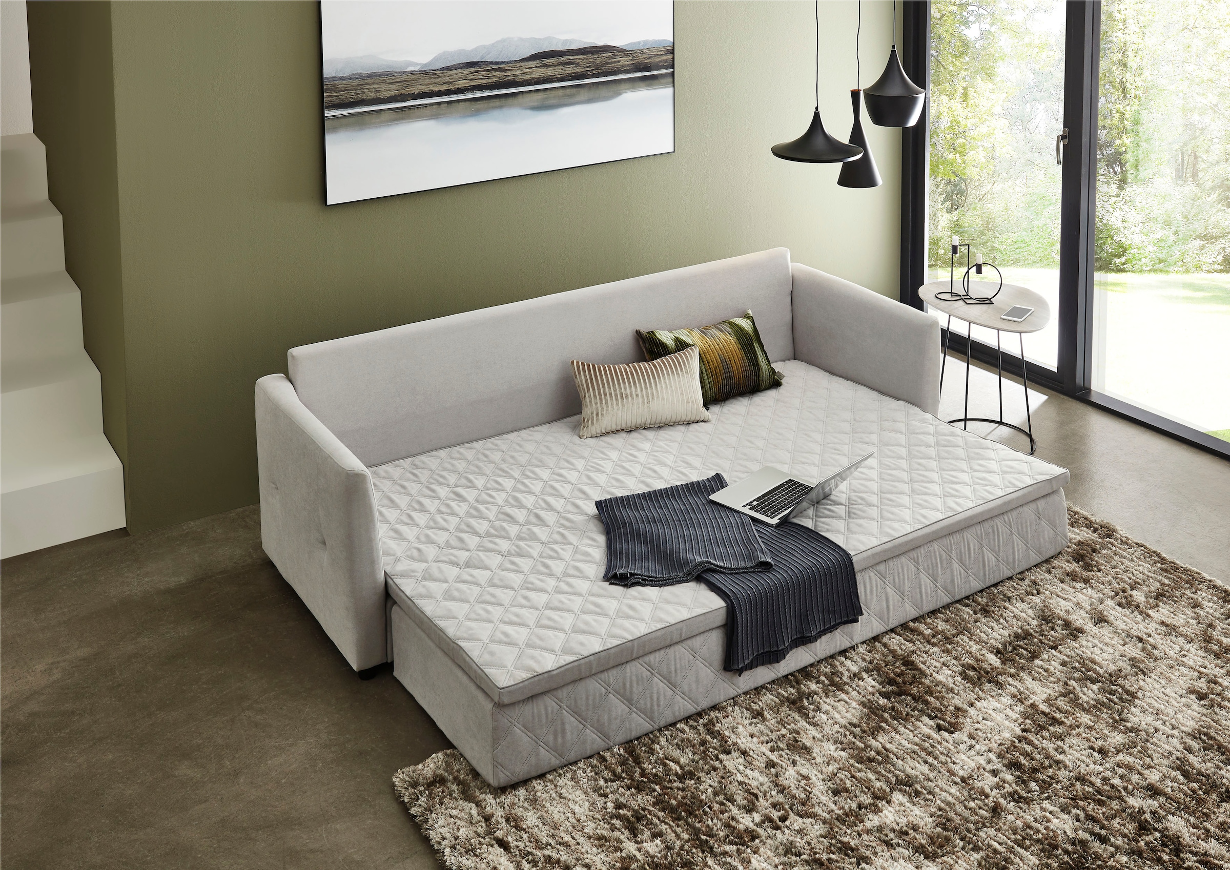 ATLANTIC home collection Schlafsofa »Ken«, mit Bettfunktion, inklusive Topper mit abnehmbarem Bezug