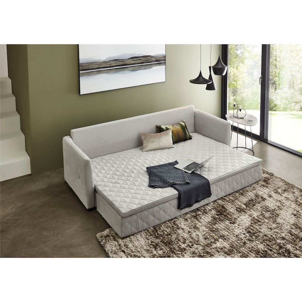 ATLANTIC home collection Schlafsofa »Ken«, mit Bettfunktion, inklusive Topper mit abnehmbarem Bezug