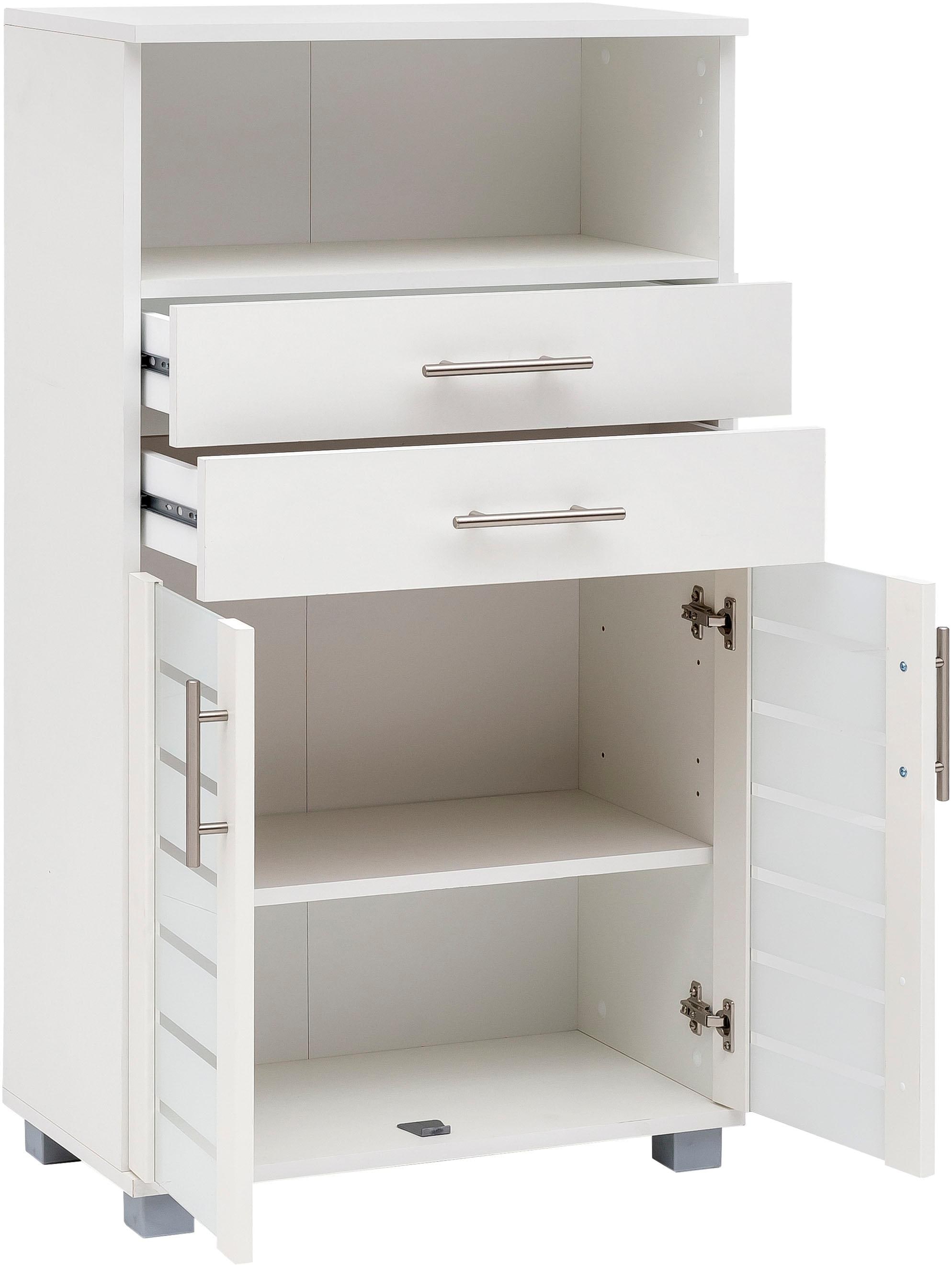 Schildmeyer Midischrank »Nikosia«, Breite 60 cm, mit Glastüren, 2  Schubladen, MDF-Fronten, Metallgriffe kaufen | BAUR