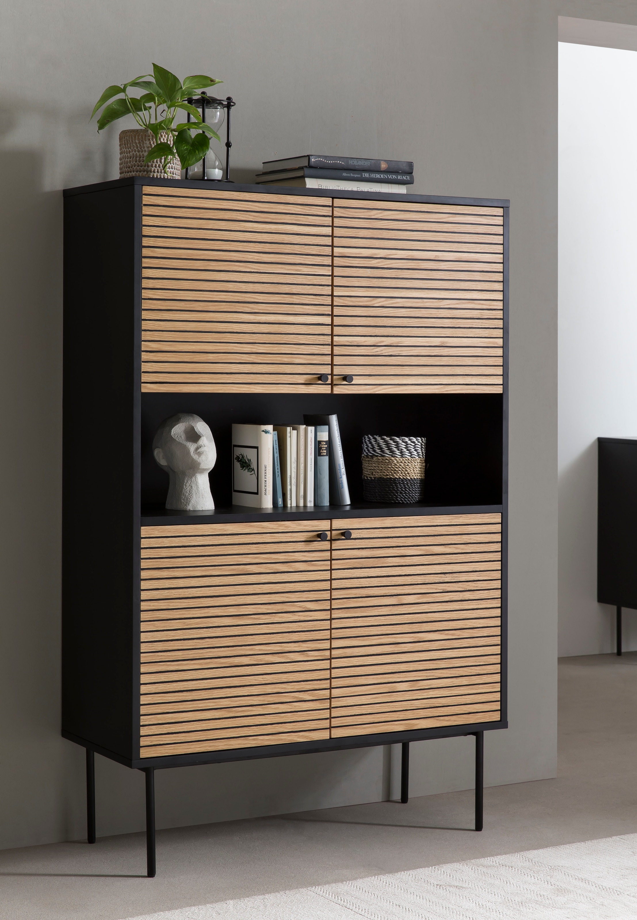 SalesFever Highboard, Stauraumschrank im Scandi Design, Breite 100 cm