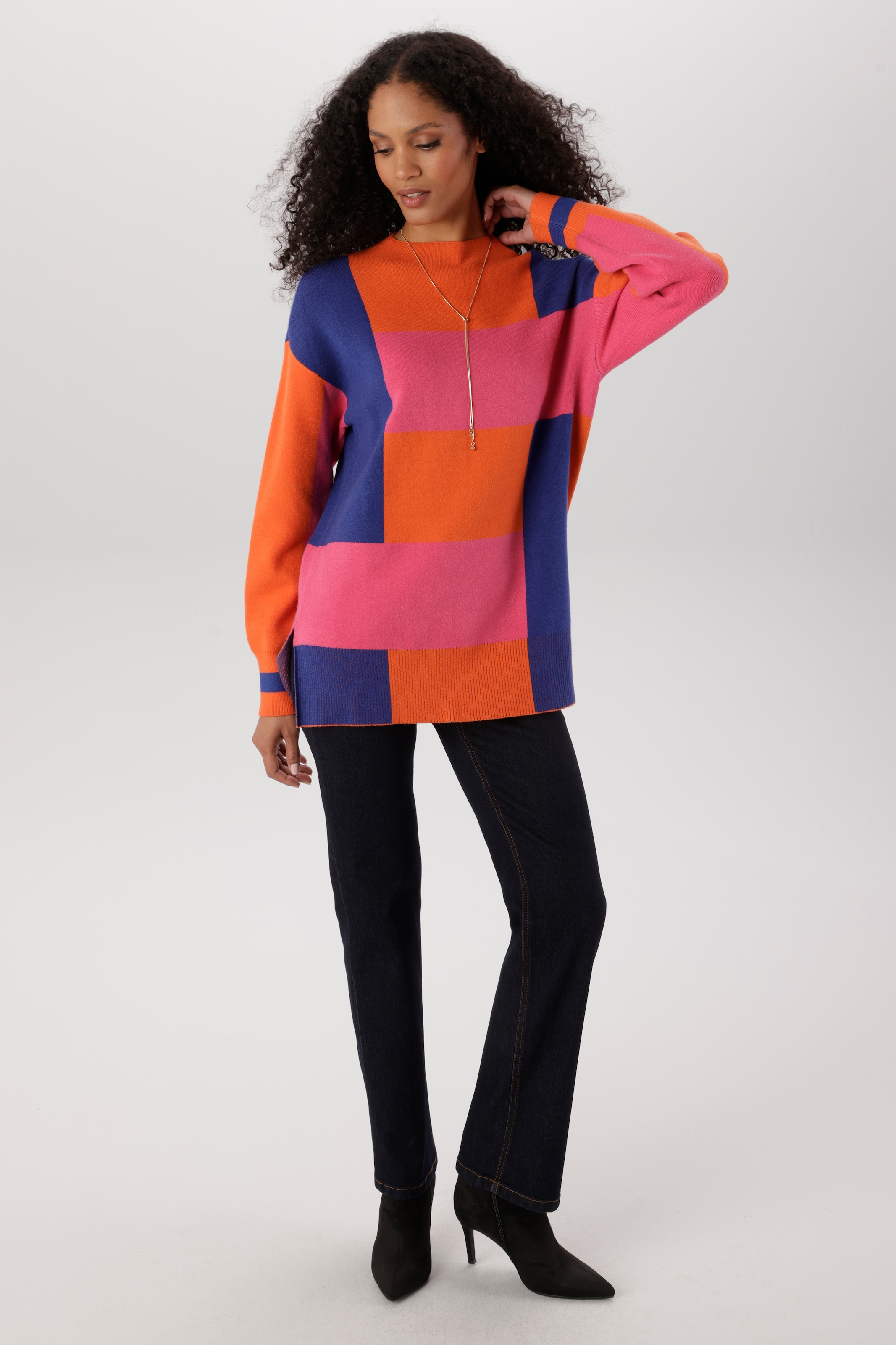 Aniston SELECTED Strickpullover in trendstarker Color-Blocking-Optik allover - NEUE KOLLEKTION