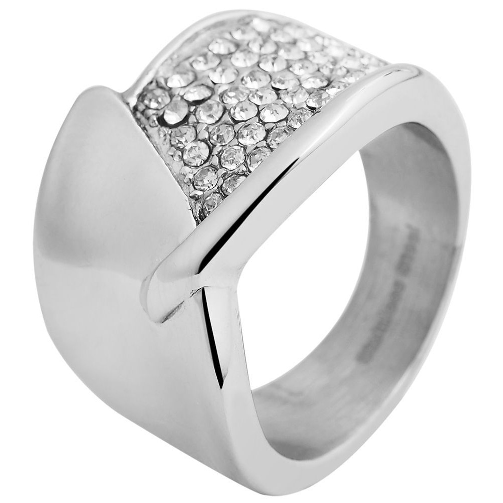 Adelia´s Fingerring »Damen Ring aus Edelstahl mit Strass Steinchen«