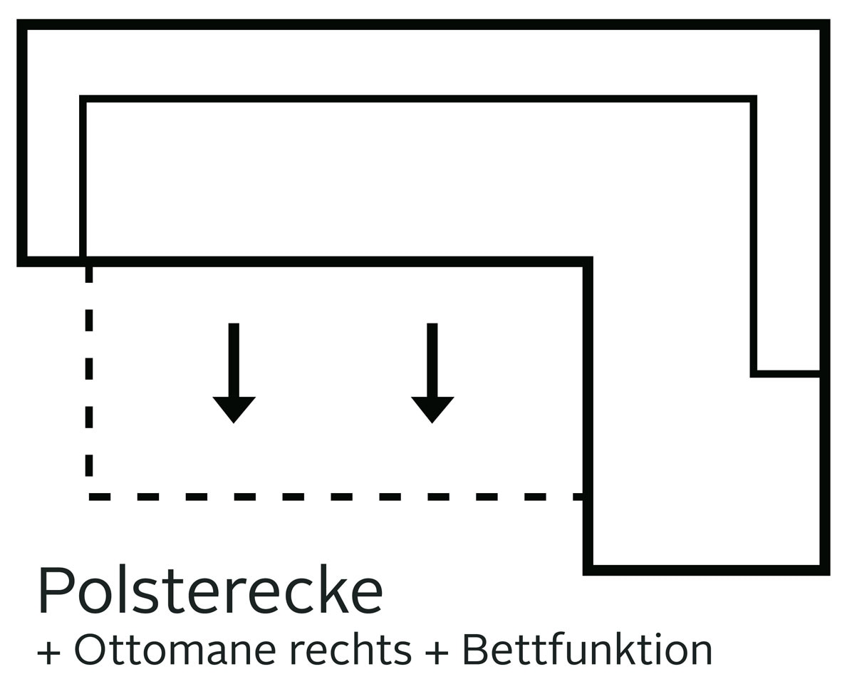 Places of Style Ecksofa »Cardoso L-Form«, Federkern, wahlweise mit Bett, Schubkasten