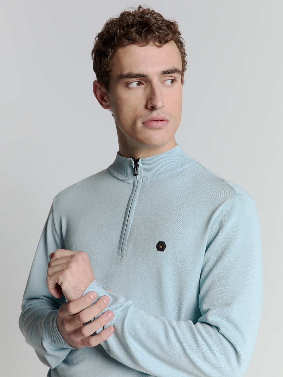 NO EXCESS Rundhalspullover »No Excess Sweatshirt mit halbem Reißverschluss«