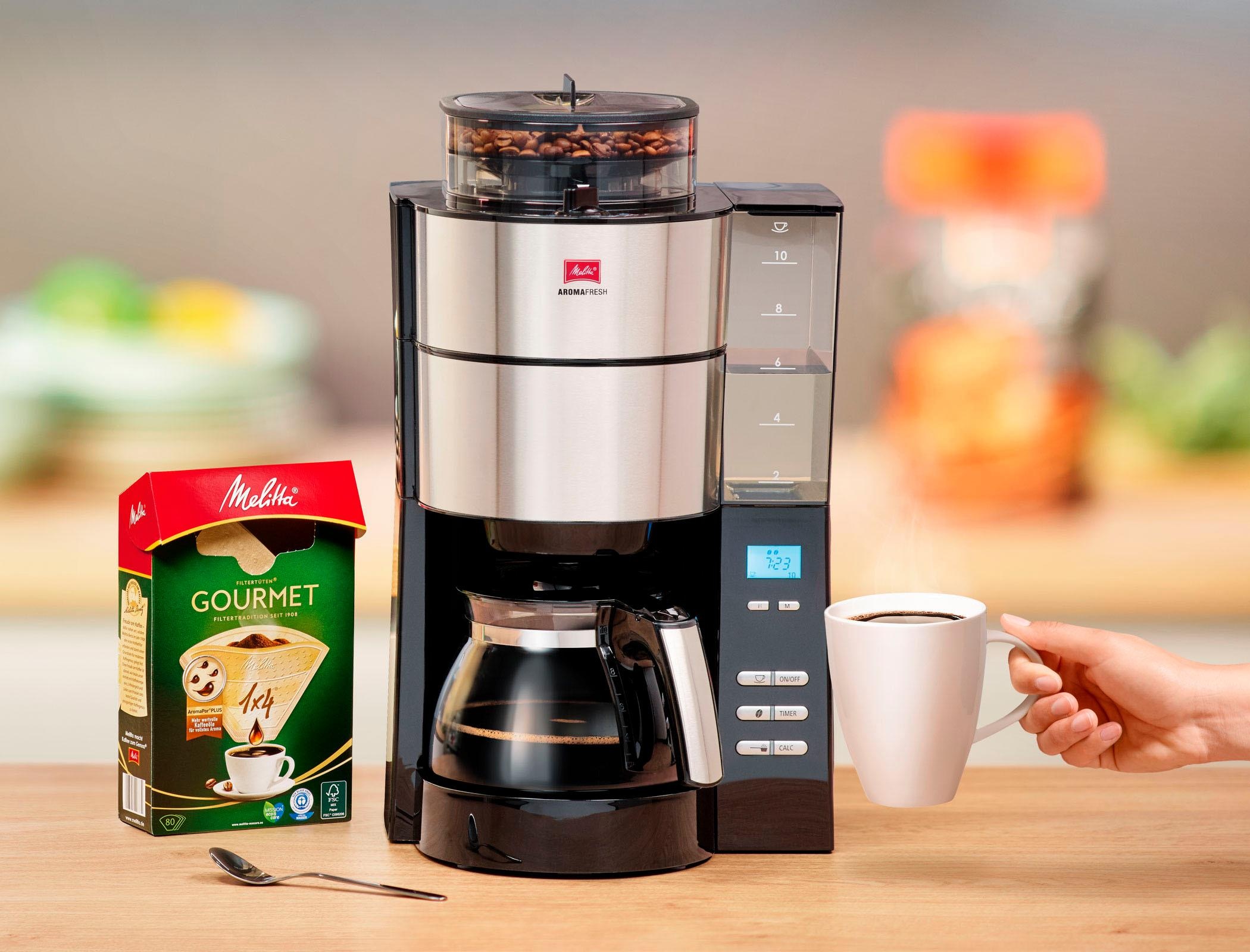 Melitta Kaffeemaschine Mit Mahlwerk Melitta Aromafresh 1021 01 Filterkaffeemaschine Mit Integriertem Mahlwerk Papierfilter 1x4 Auf Rechnung Baur