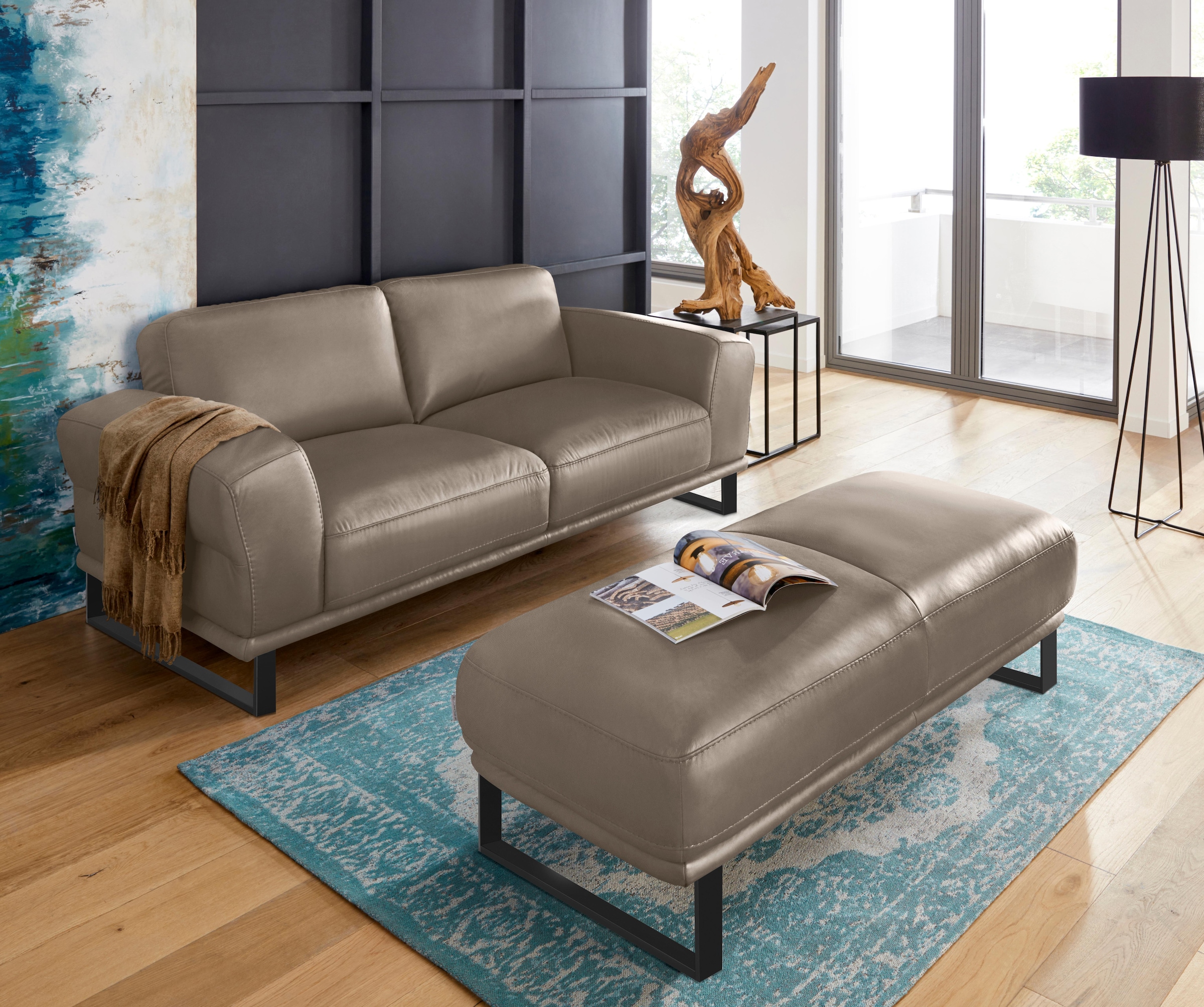 W.SCHILLIG Hocker »montanaa«, mit Metallkufen in Schwarz pulverbeschichtet, Breite 141 cm