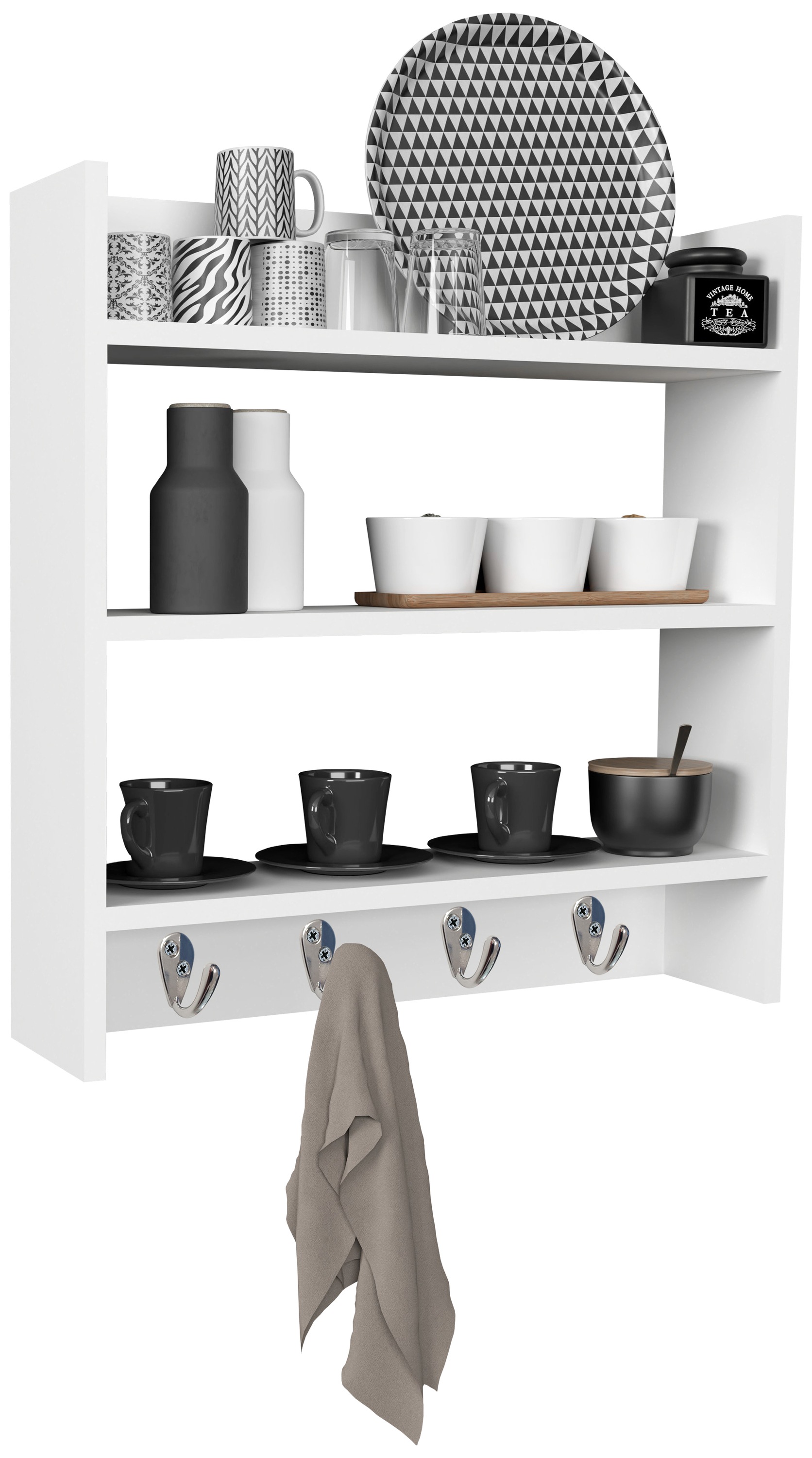 Hängeschrank VCM, B:60cm T:15cmweiß, Obermaterial: 100% Holz Wood., Küche, Schränke, "Küchenschrank Gewürzregal B. 60 cm Wandregal Esilo"