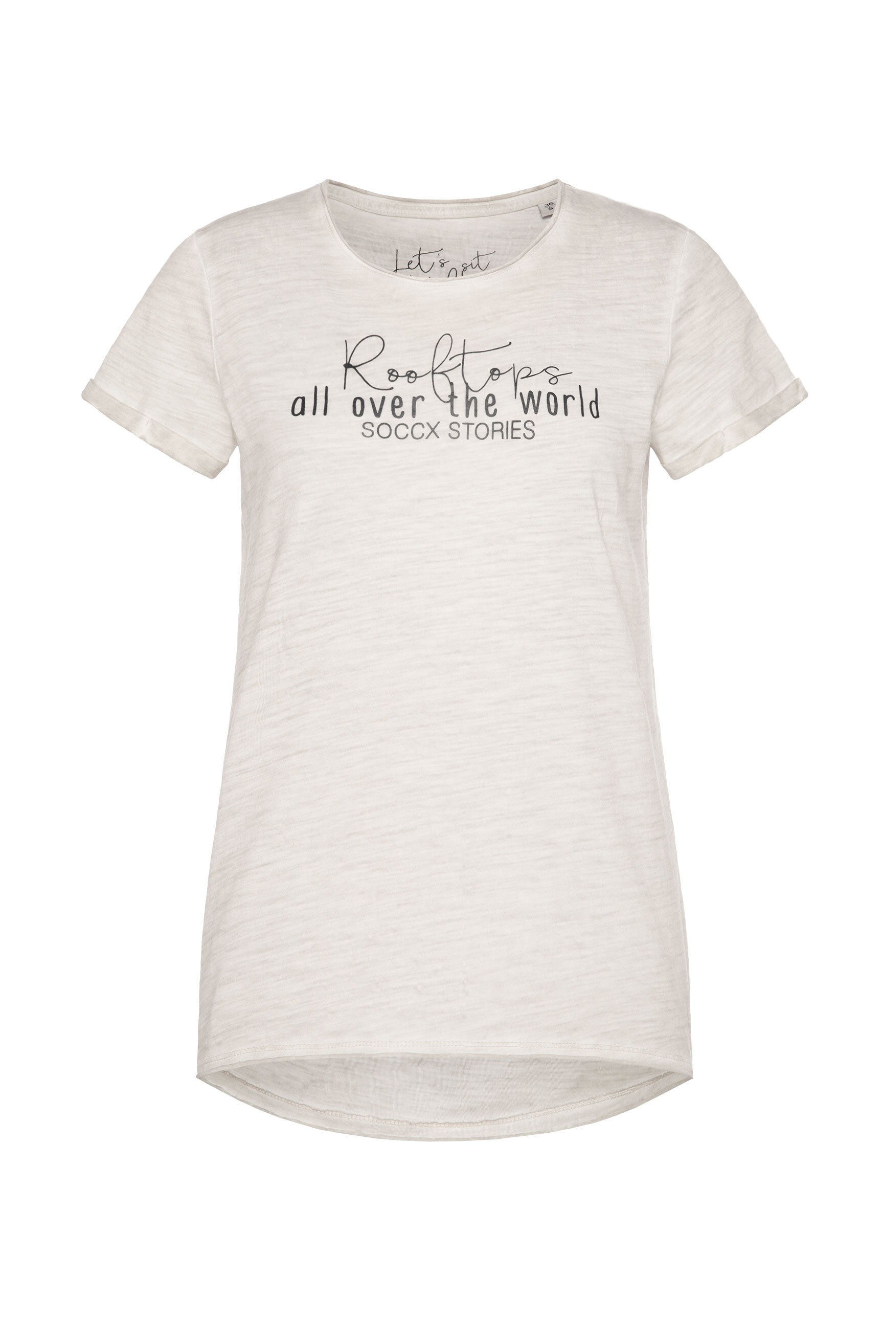 SOCCX Rundhalsshirt mit offenen Kanten günstig online kaufen