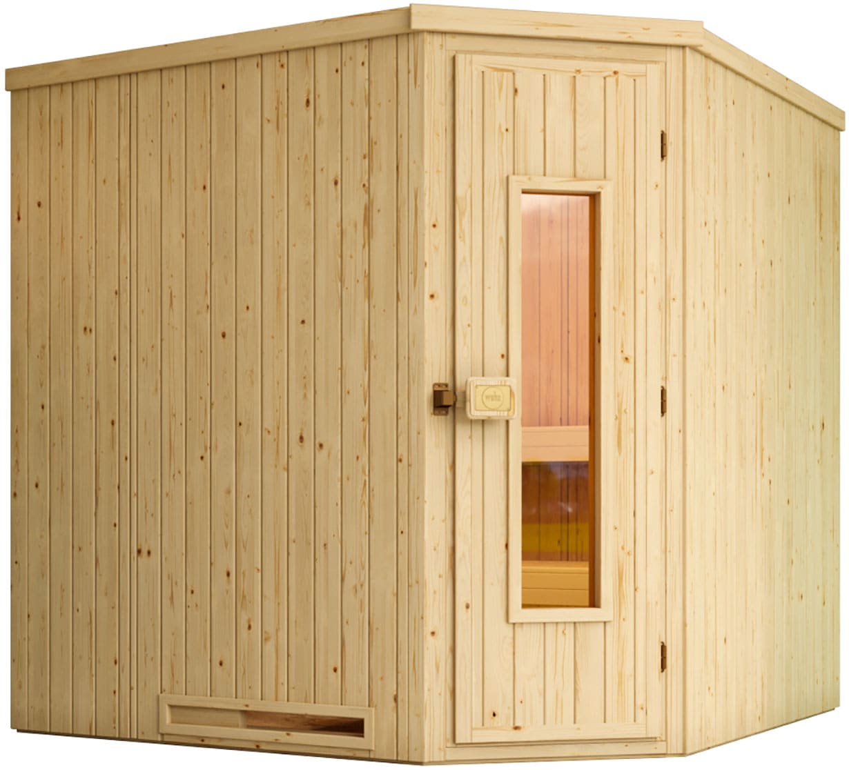 weka Sauna "Element-Ecksauna VARBERG 3", vorgefertigte Elemente, isolierte Holztür