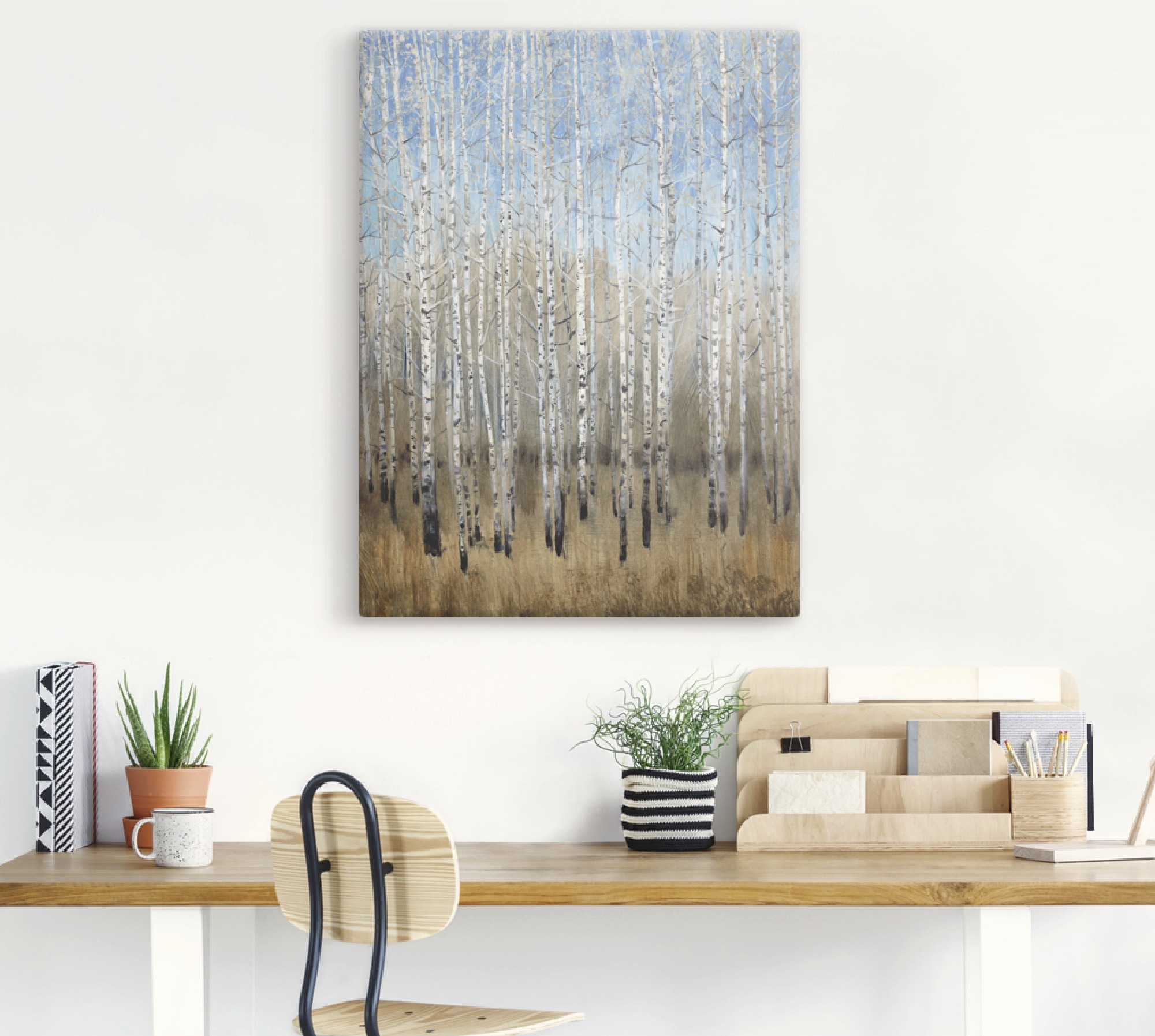 Artland Leinwandbild "Staubige blaue Birken II" Wald 1 Stk. tlg. als Leinwa günstig online kaufen