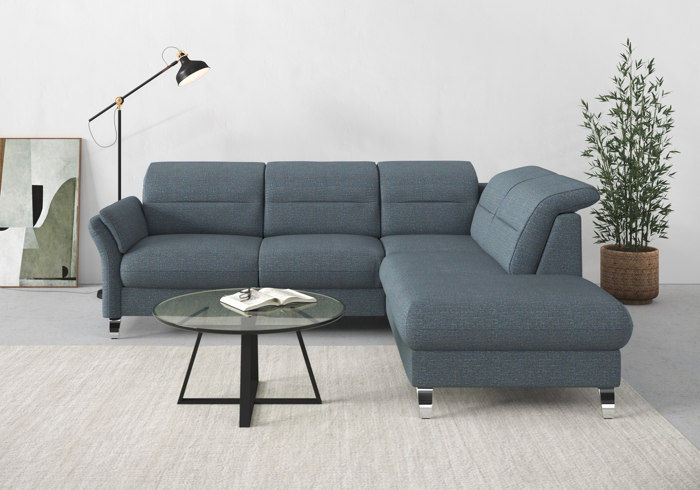 sit&more Ecksofa »Grenoble L-Form mit Federkern«, wahlweise mit Bettfunktion, Bettkasten, Arm- und Kopfteilverstellung