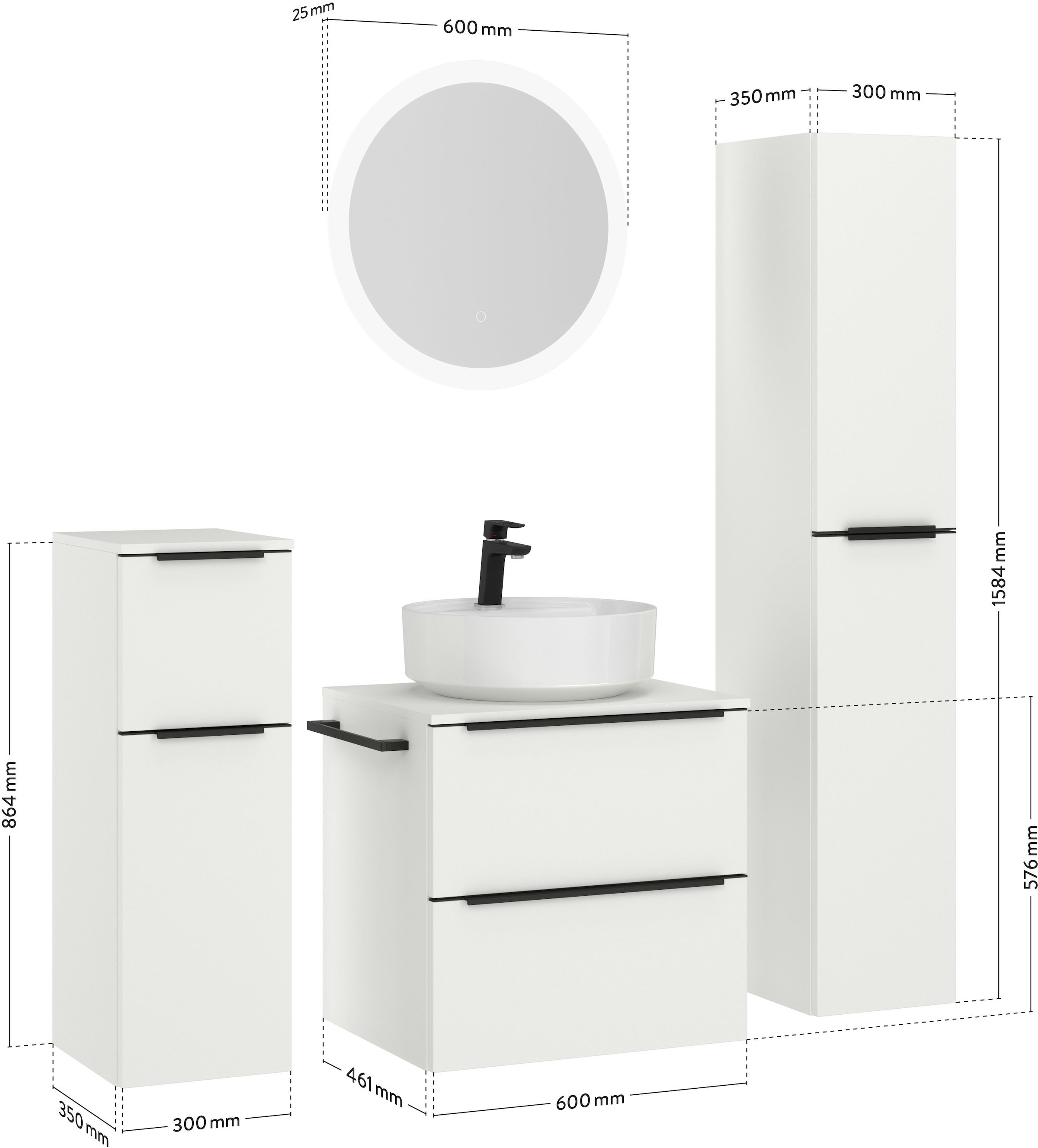 nobilia® Badmöbel-Set »Alvene« vormontiert, mit Soft-Close, 4 Stk. tlg.