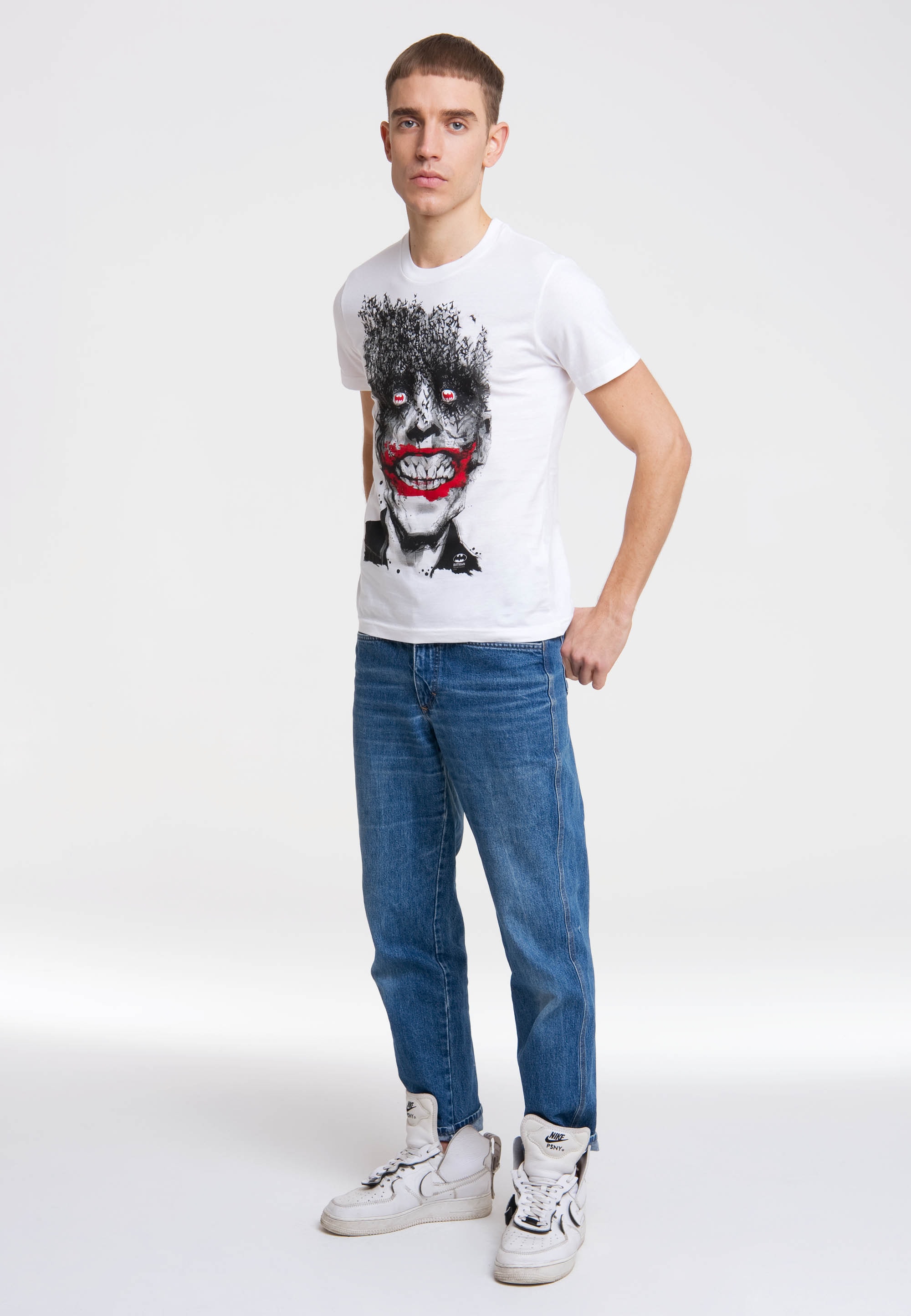 schaurigem T-Shirt »DC Joker-Frontprint BAUR kaufen Batman | - Joker ▷ LOGOSHIRT mit Bats«,