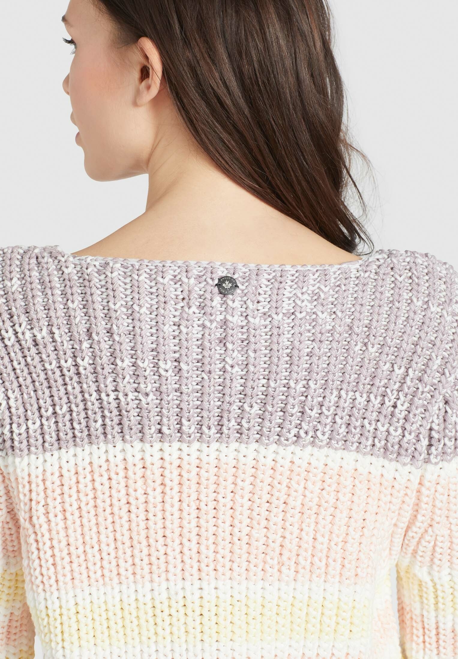 khujo Strickpullover »HINATA«, aus Grobstrick mit Color Blocking