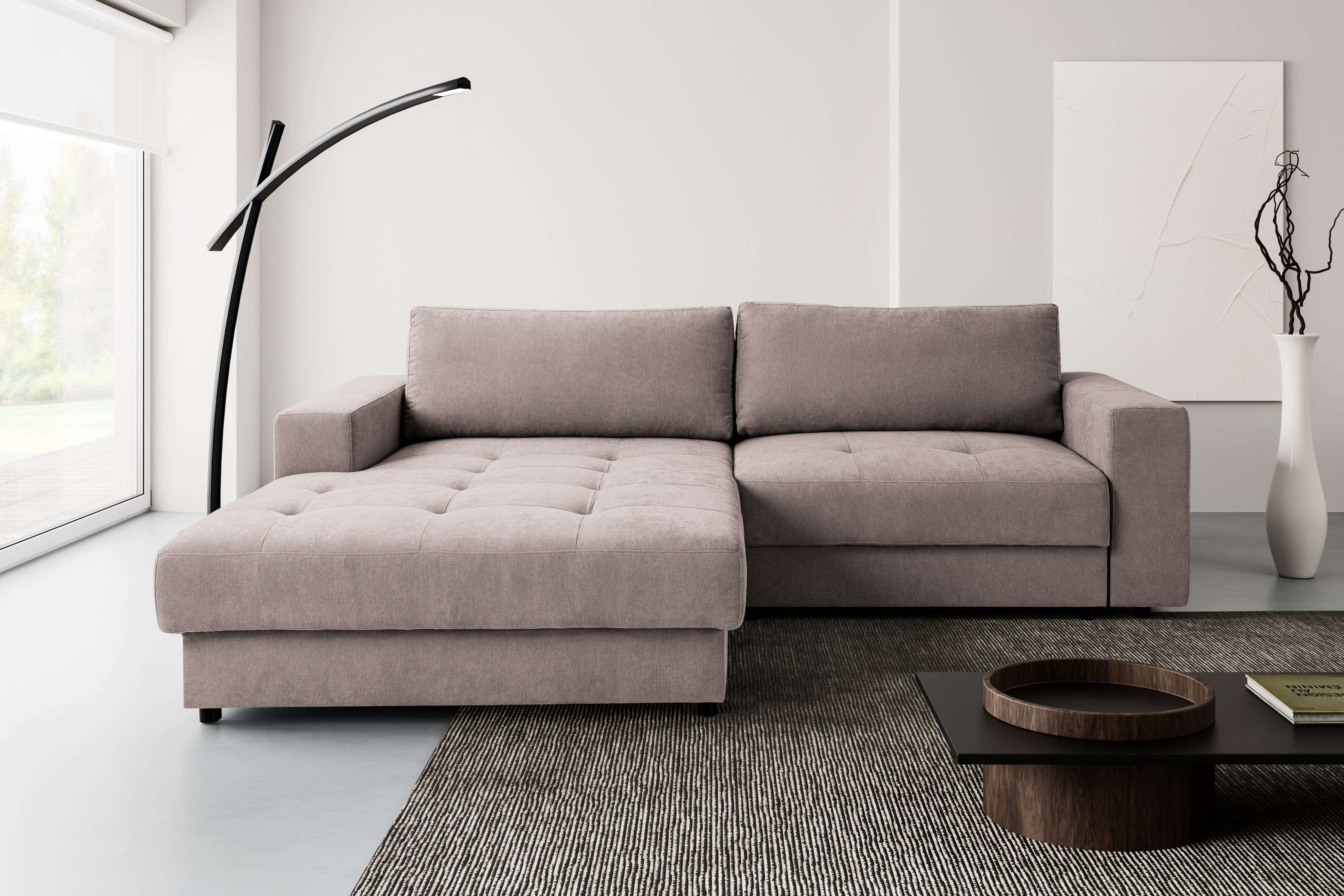 WERK2 Ecksofa "Indiana 270 x 182 cm inkl. Bettfunktion & Bettkasten modern und bequem" Luxus-Microfaser weich ENJOY NEW, L-Form, XXL, Schlaffunktion