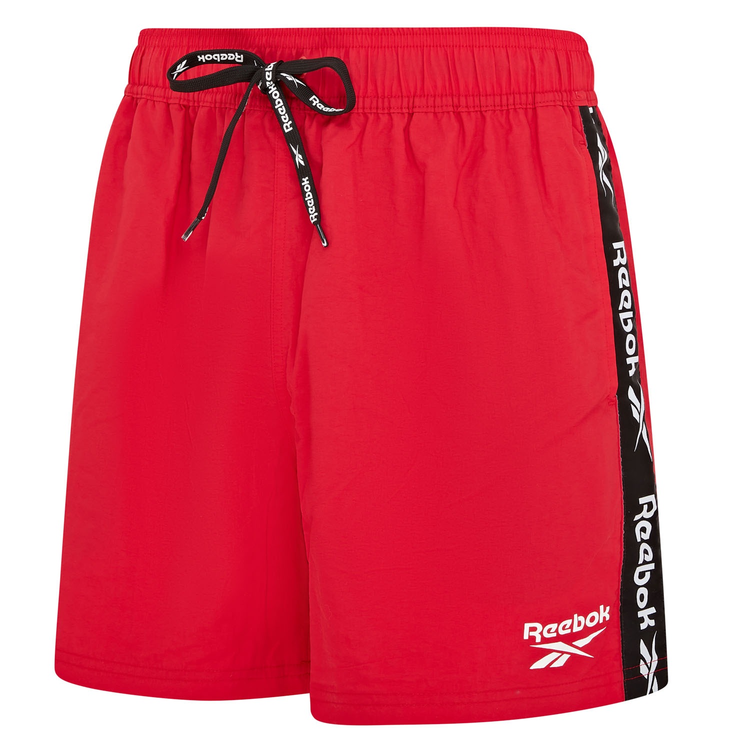 REEBOK Herren Badeshorts "Duke", rot, Gr. XL, unifarben, Microfaser, Polyamid, Badehosen, mit Kordelzug und elastischem Bund, mit Logo, atmungsaktiv,