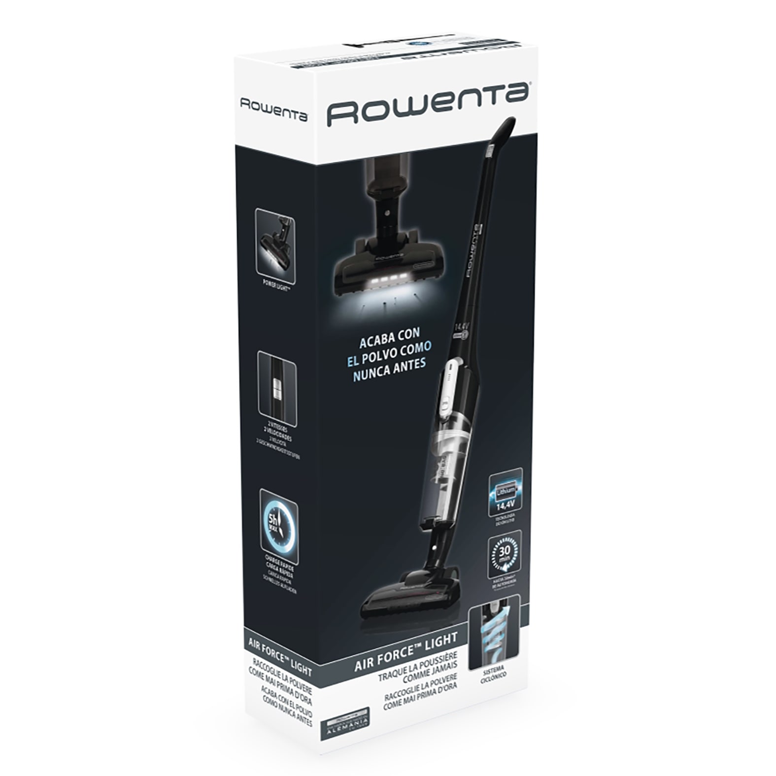 Rowenta Akku-Stielstaubsauger »Air Force Light, kabellos, LED- Düse, beutellos Bodenstaubsauger«, 14,4 Volt Lithiumionen- Akku, leichtes und kompaktes Design, RH6545