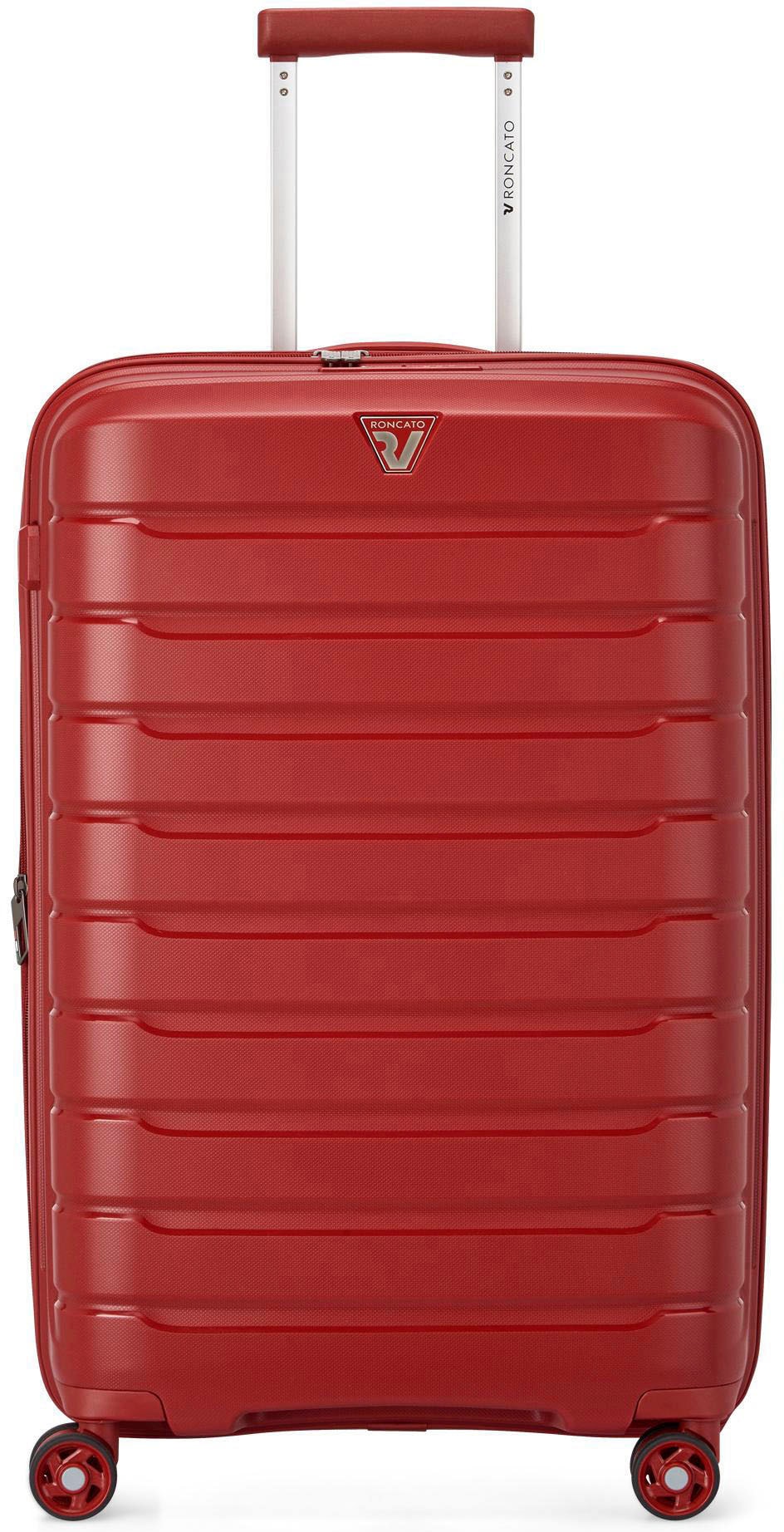 RONCATO Hartschalen-Trolley "B-FLYING, 67 cm, rot", 4 St. Rollen, Hartschalen-Koffer Reisegepäck mit Volumenerweiterung 