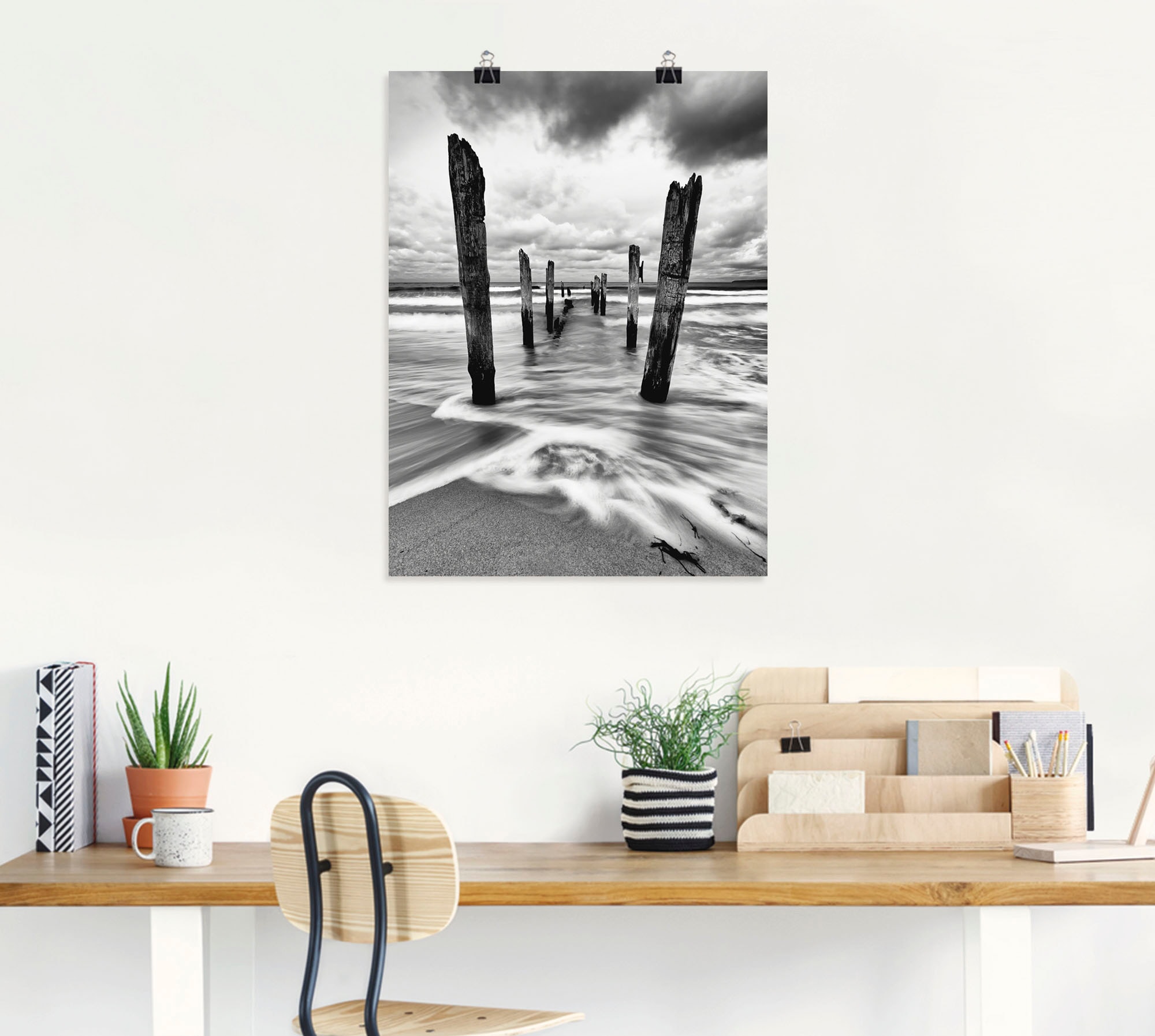 Artland Poster »Holzstangen am Ostseestrand« Küste 1 Stk. tlg. ohne Rahmen