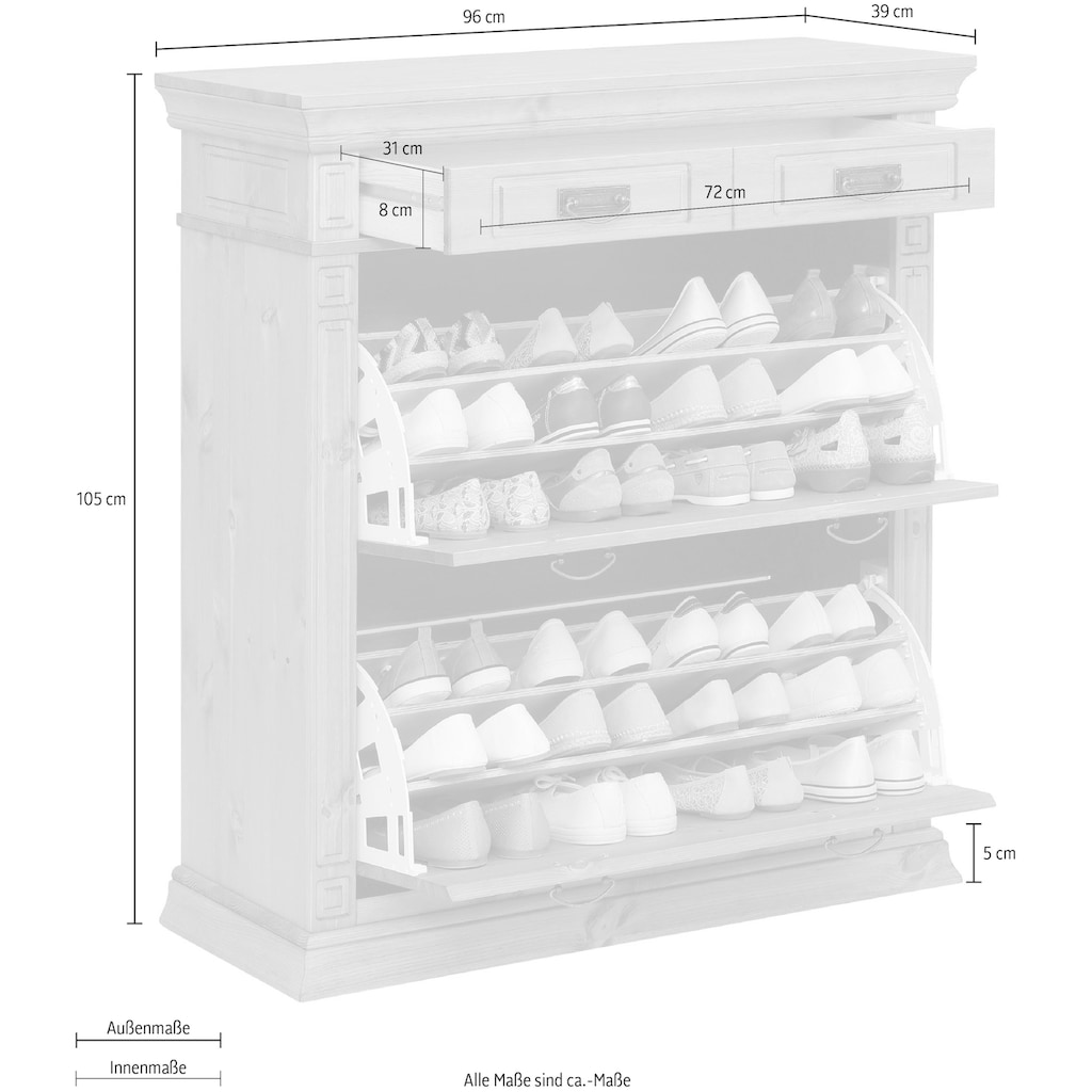 Home affaire Schuhkommode »Vinales«, Breite 96 cm aus massiver Kiefer