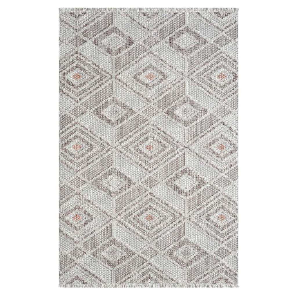 Carpet City Teppich »LINDO 8875«, rechteckig, Kurzflor, Hochtief-Muster/ 3D-Effekt, Fransen, Boho-Stil, Wohnzimmer