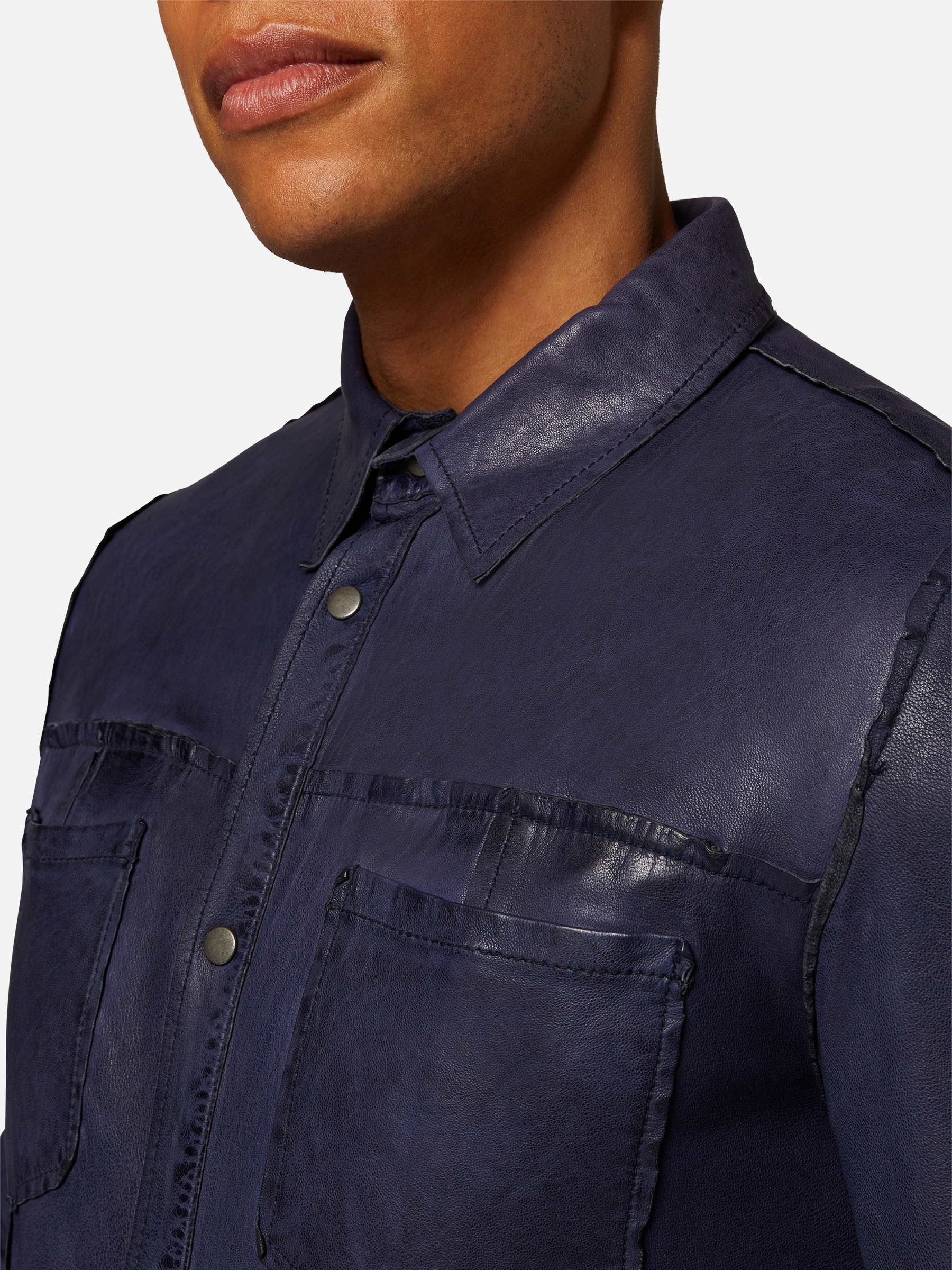 RICANO Langarmhemd »Lederjacke Reverse Shirt« Handgefertigt aus echtem Leder