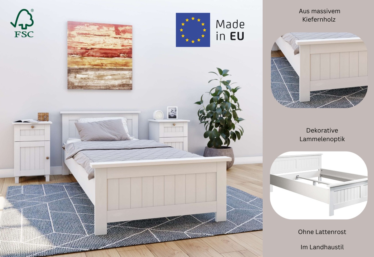 OTTO home Massivholzbett "Juventus, Bett, Massivholzbett, Holzbett, Bettrah günstig online kaufen