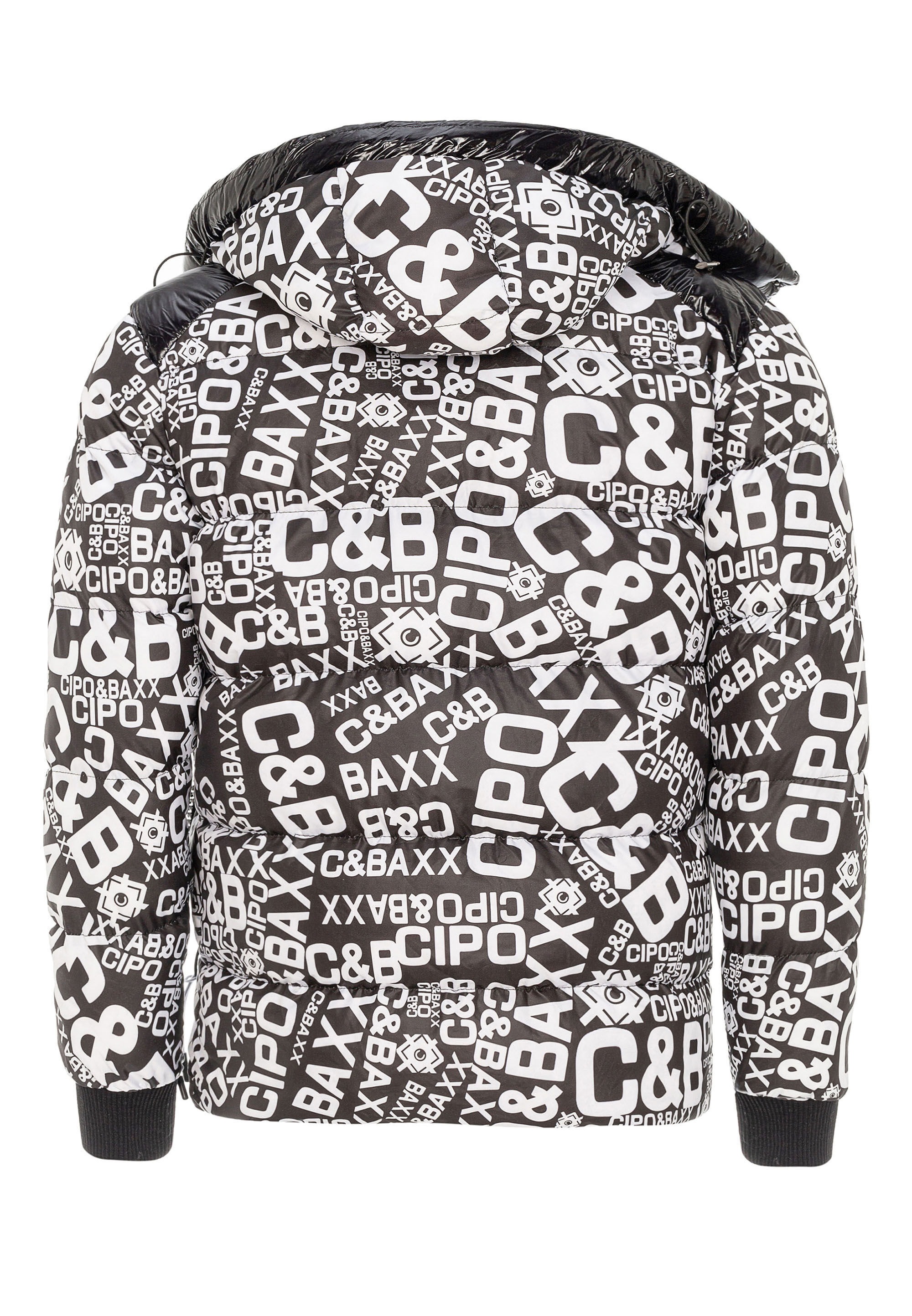 Cipo & Baxx Winterjacke »Winterjacke«, mit Kapuze, mit stylischem Schriftzug