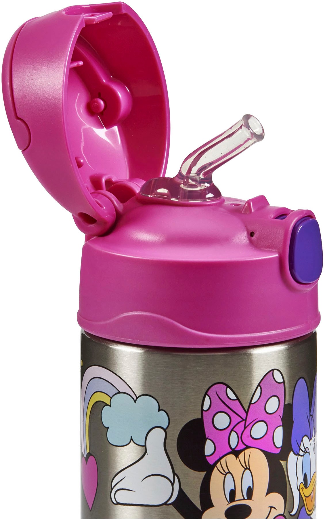 THERMOS Isolierflasche »FUNTAINER STRAW BOTTLE, doppelwandiger Edelstahl, spülmaschinenfest«, (1 tlg.), 0,35l, mit Silikonstrohalm, absolut dicht