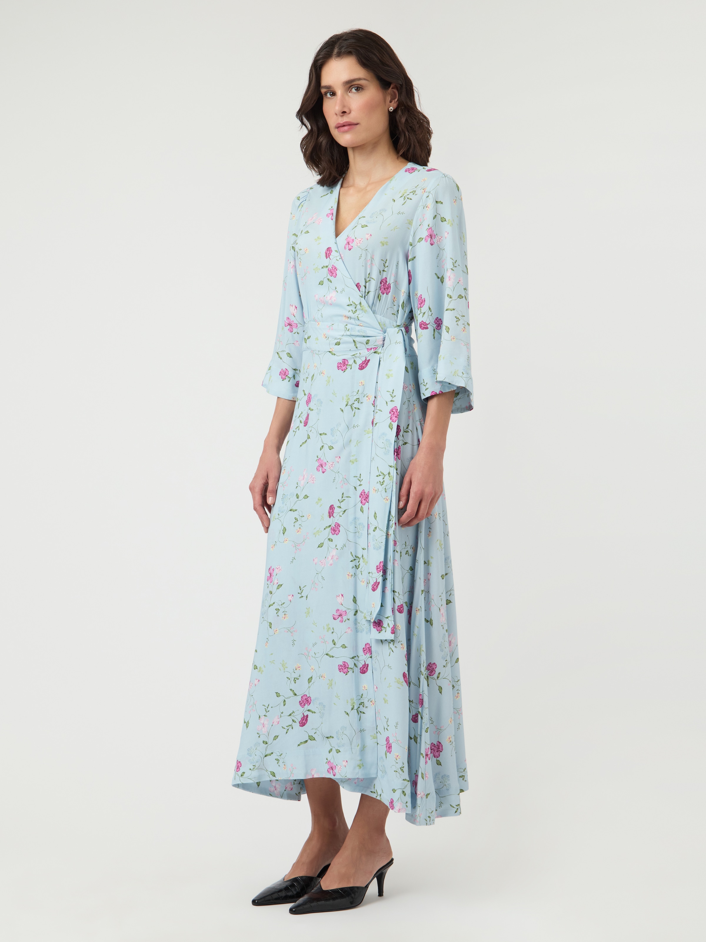 Y.A.S A-Linien-Kleid »YASSAVANNA 3/4 WRAP LONG DRESS S. NOOS« Sommerkleid aus Viskose mit Wickel-Optik