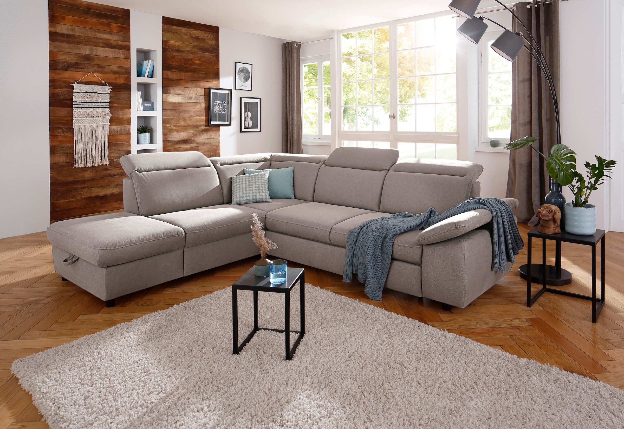 OTTO home Ecksofa "Mauritius L-Form" mit Ottomane, mit Kopfteil- und Armlehnverstellung