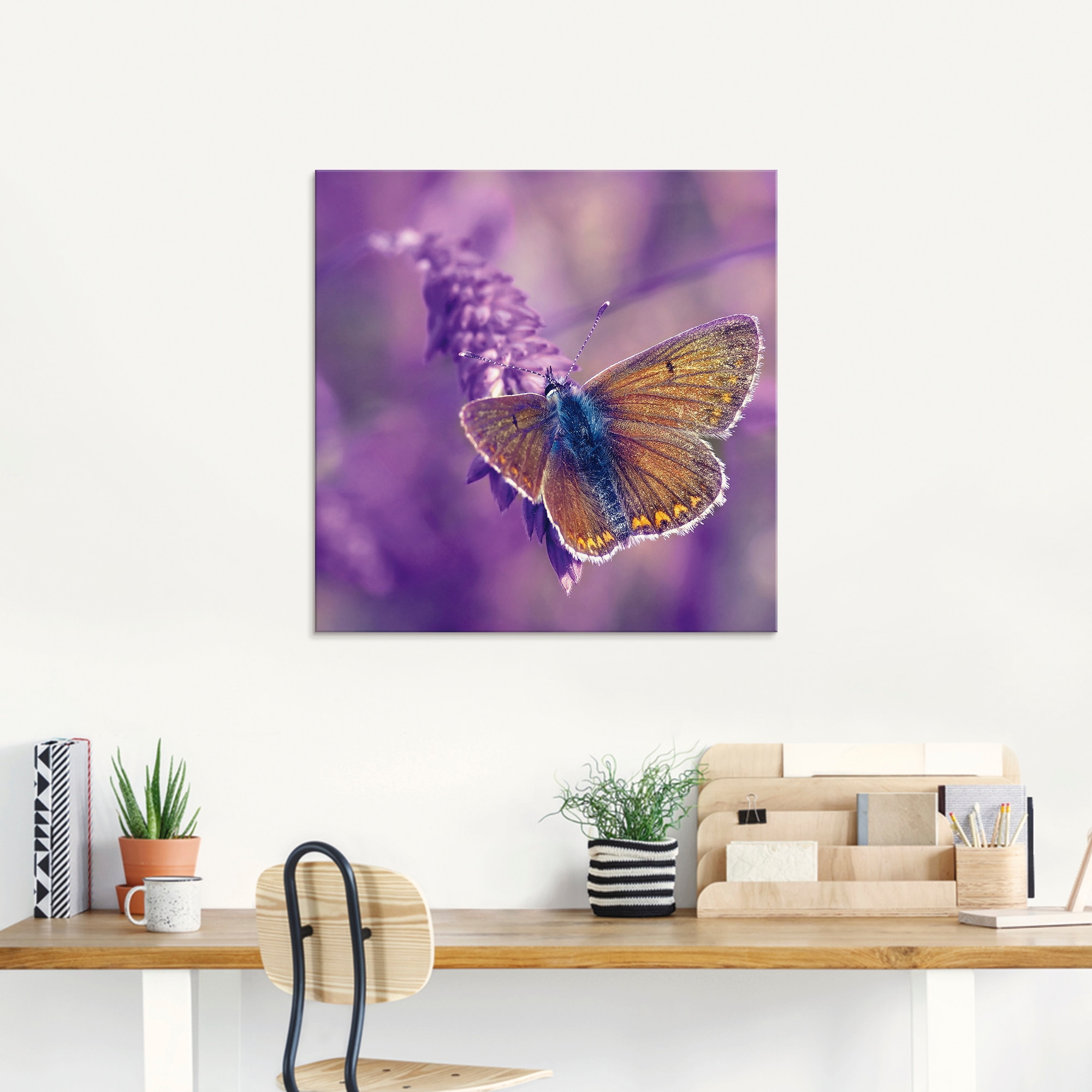 Artland Glasbild »Schmetterling Lavendeltraum«, Insekten, (1 St.), in verschiedenen Größen