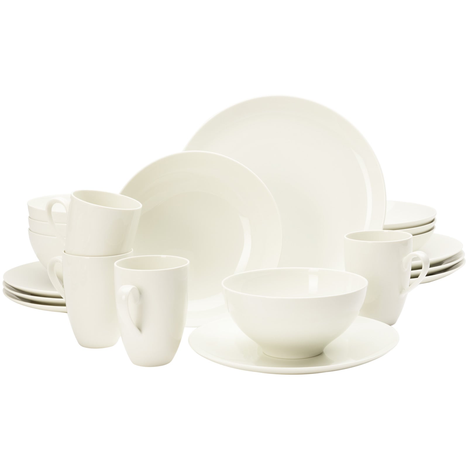 Seltmann Weiden Geschirr-Set "Kombiservice Savona Fine Diamond 20er Set creme" Spülmaschinenfest, Mikrowellensicher, Ofenfest