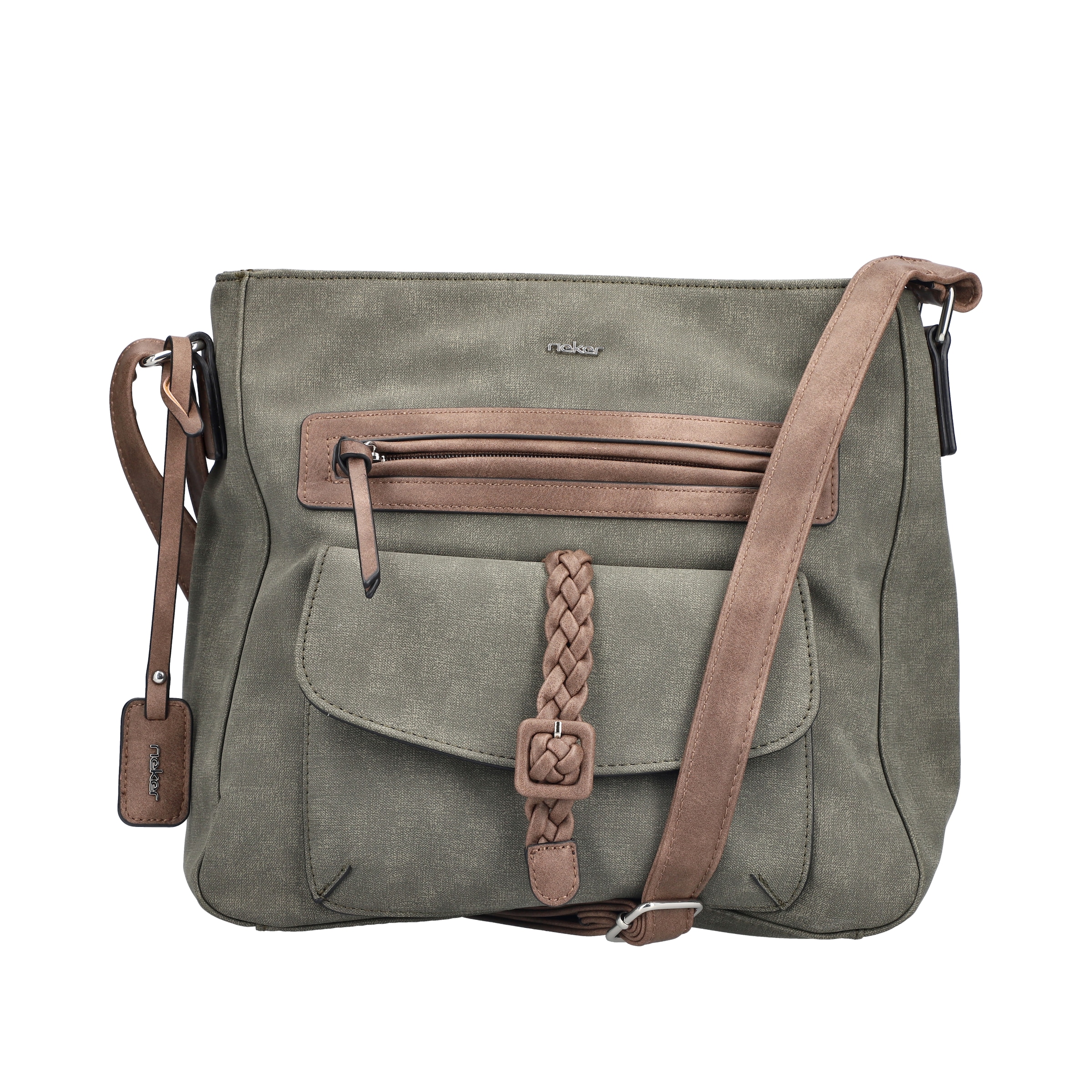 Rieker Umhängetasche "Montenegro/Guana/Eagle" Damen Schultertasche, Handtasche mit Zierschnalle und Flechtband