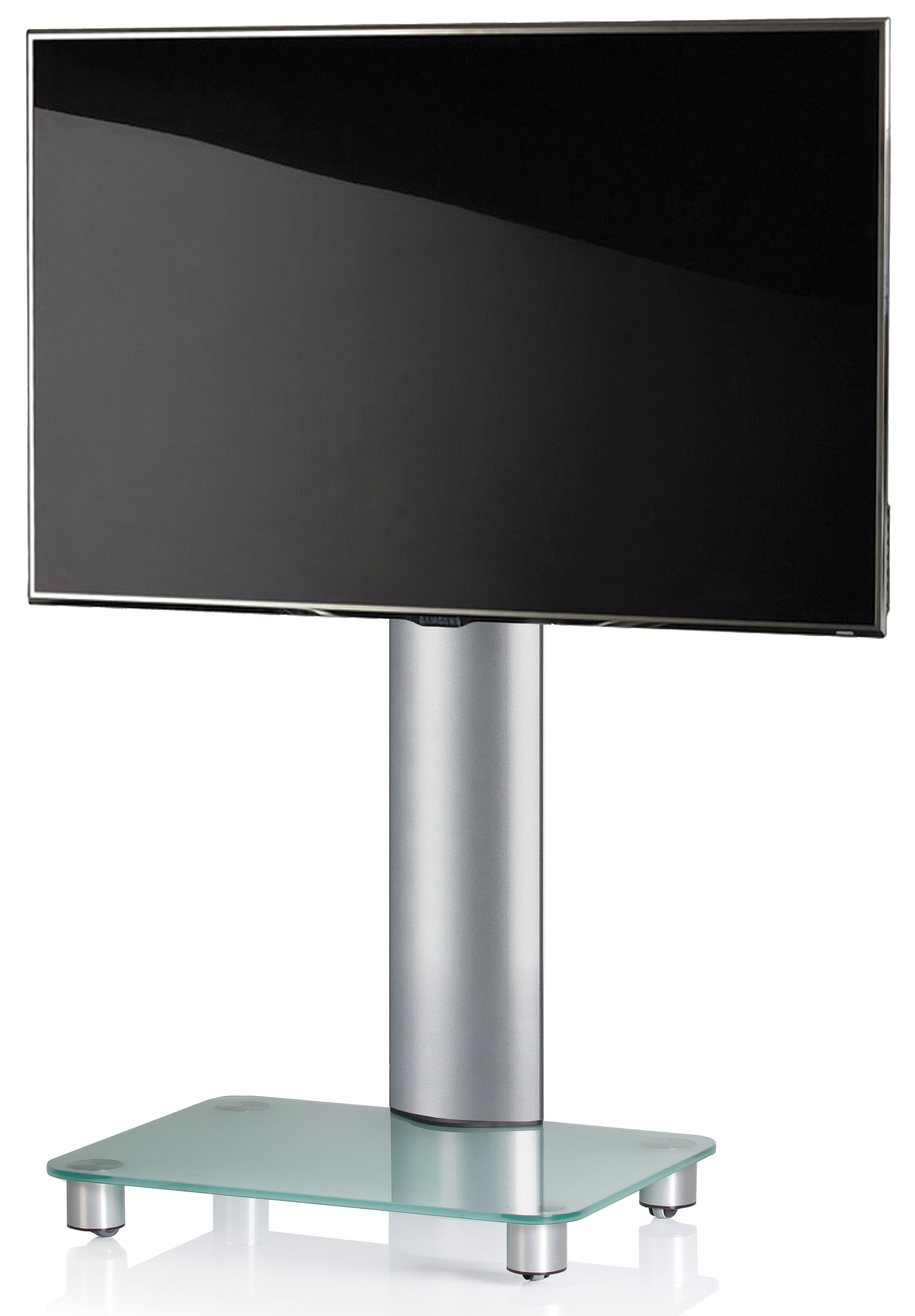 VCM Wohnzimmertisch »TV Standfuß Ständer Rack Alu Glas Rollen Tosal«